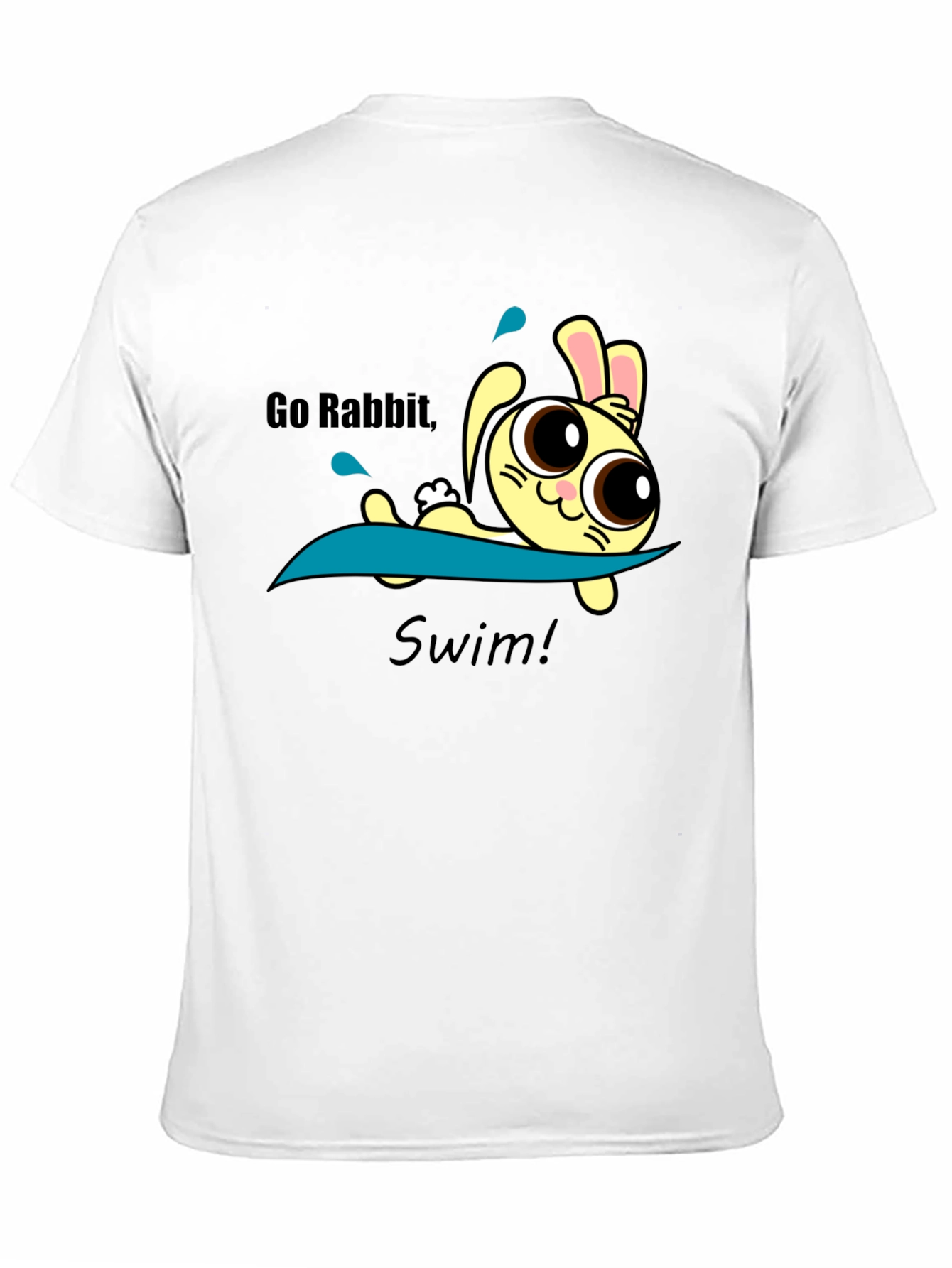 Black Go Rabbit Swim Graphic Tee - Black Cotton Blend view 11