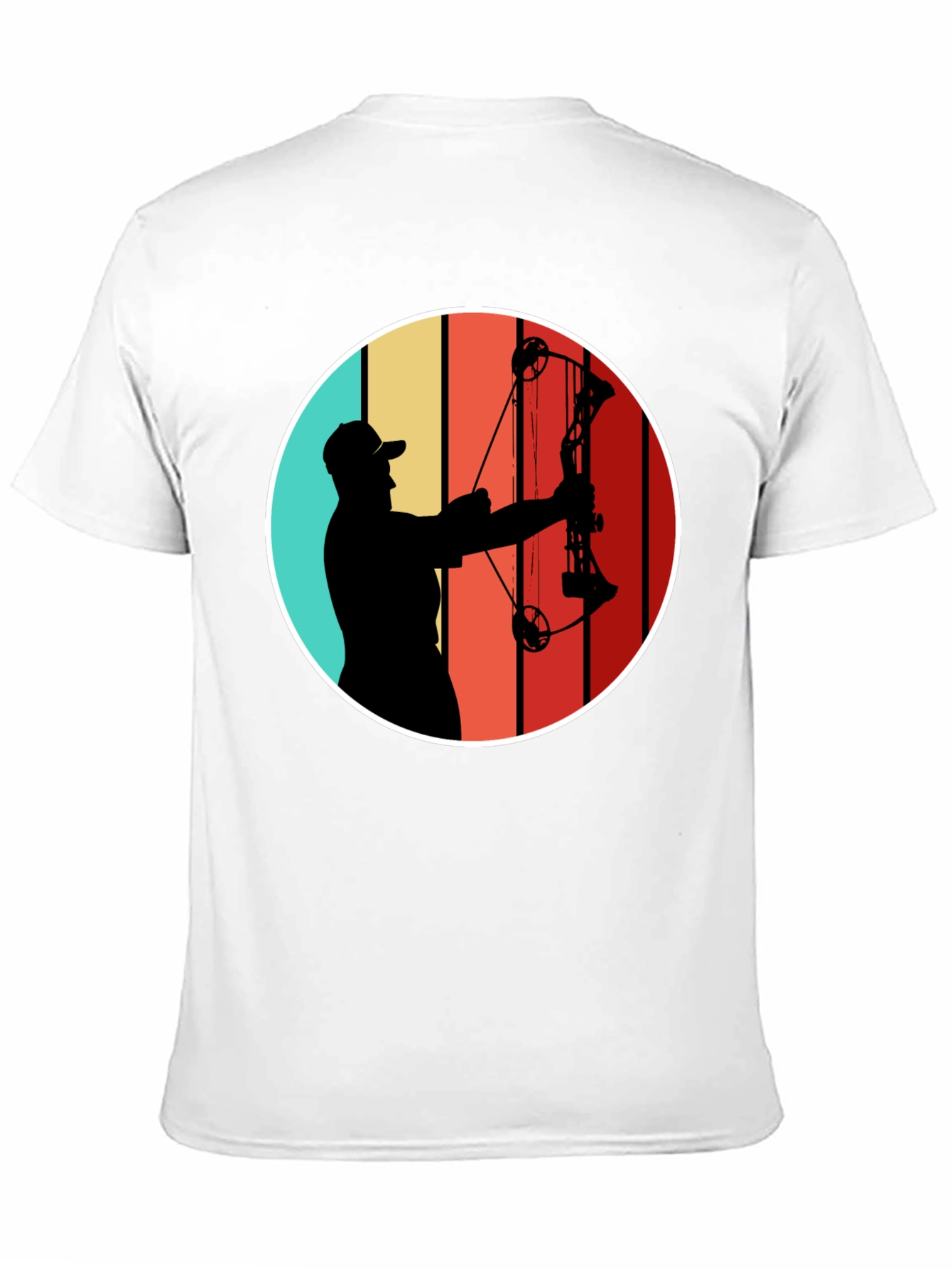 Black Archery Silhouette Tee - Retro Style Bow Hunter T-Shirt view 11
