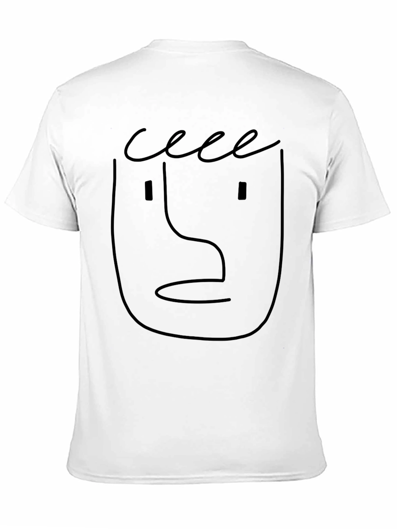 Black Minimalist Face Graphic Tee - Black Cotton T-Shirt view 11