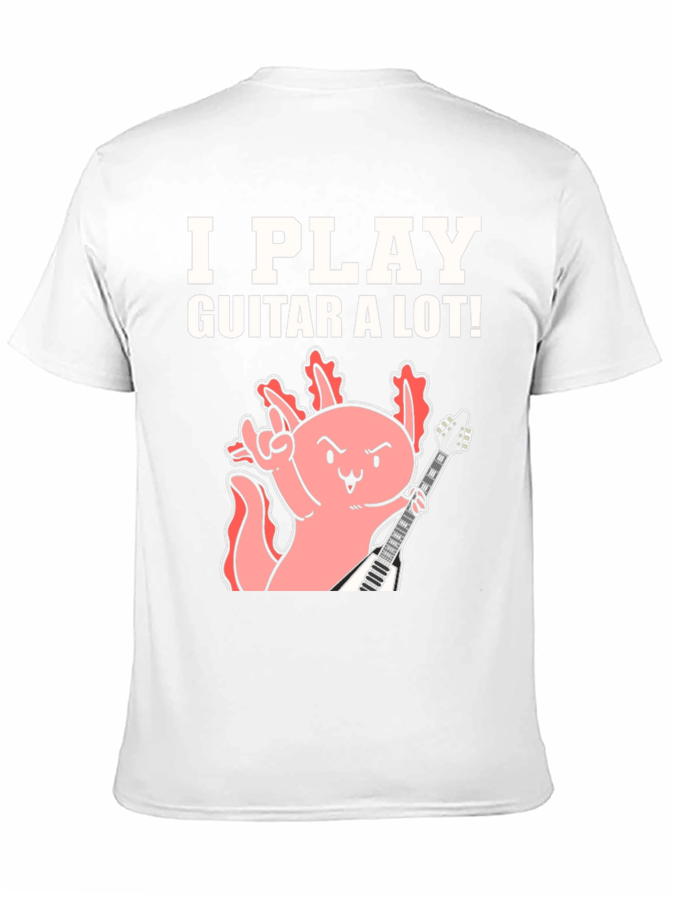 Black I Play Guitar A Lot! Axolotl Musician Graphic Tee view 11