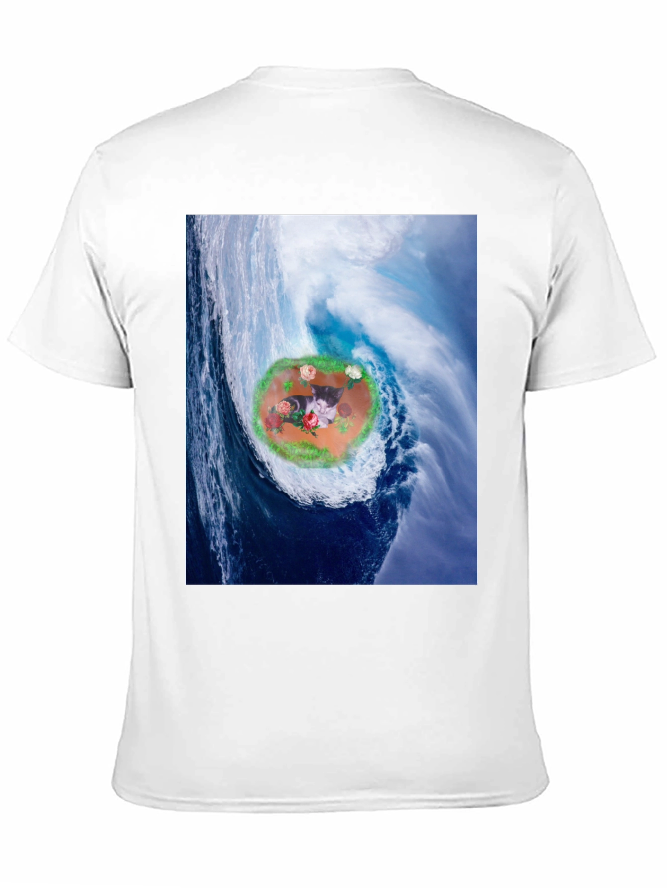 Black Wave Kitty T-Shirt: Black Cotton Blend view 11