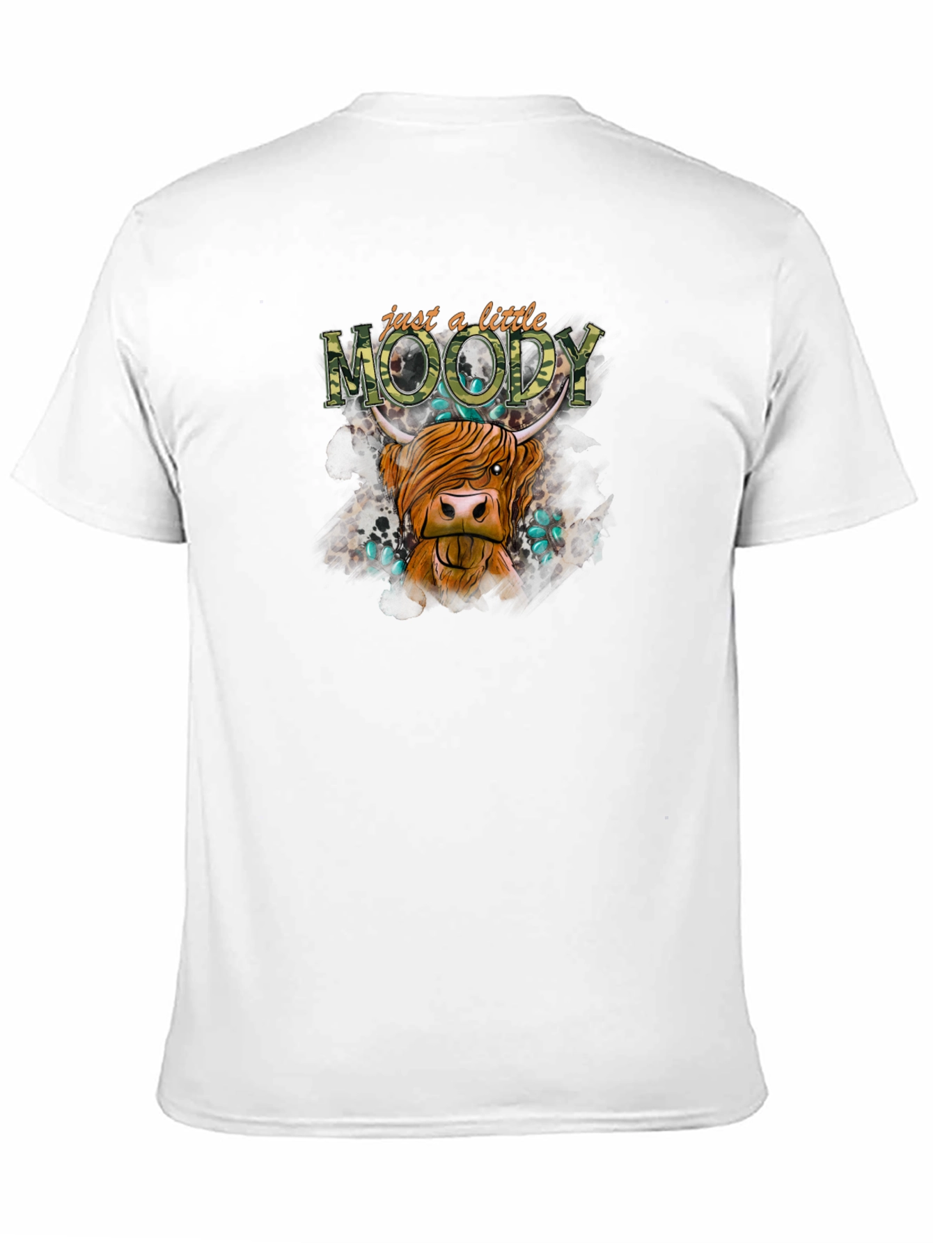 Black Just a Little Moody Highland Cow Graphic Tee view 11