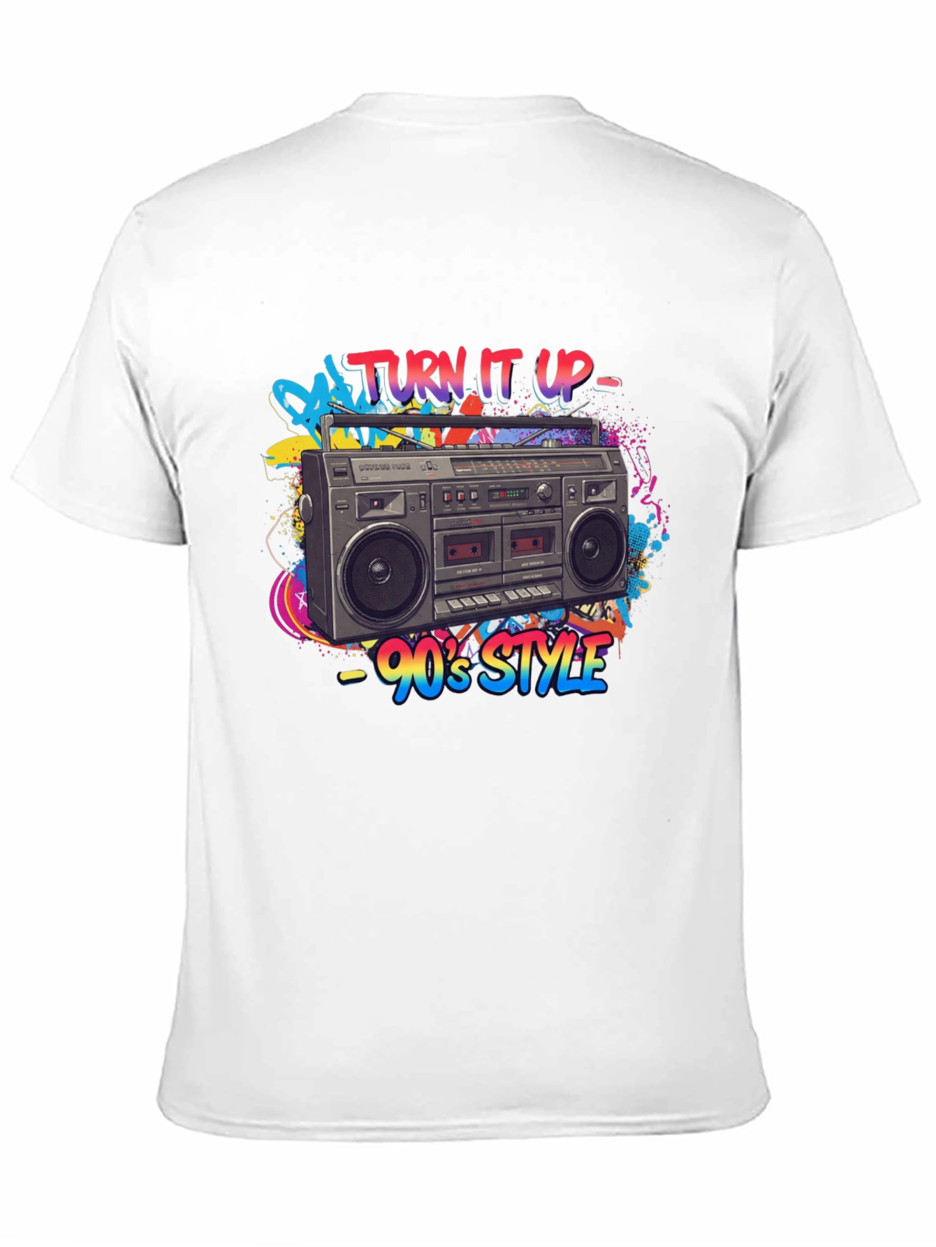 Black 90's Style Boombox Graphic Tee - Turn It Up! view 11