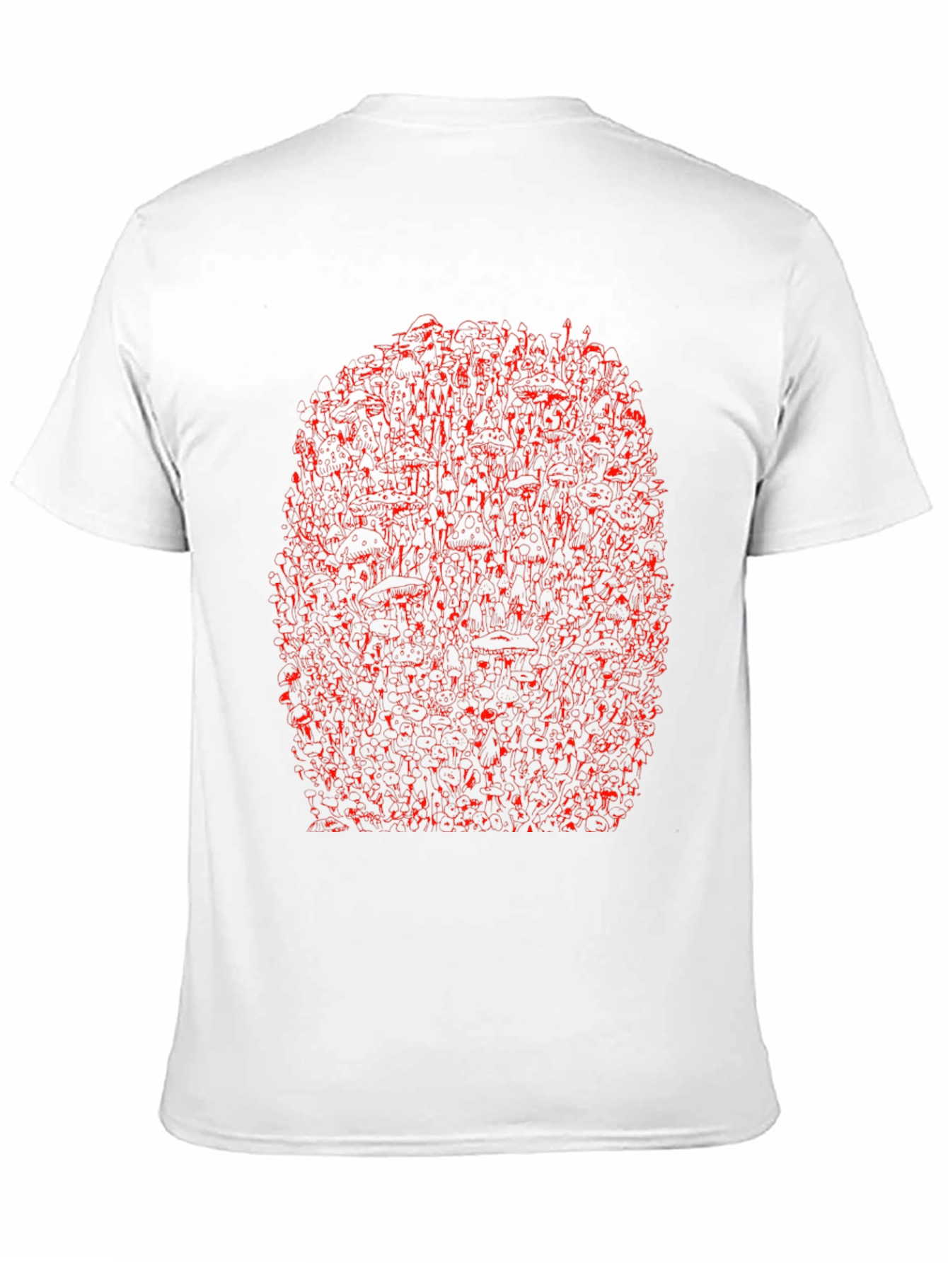 Unique Red Abstract Print Black Crewneck T-Shirt - 11