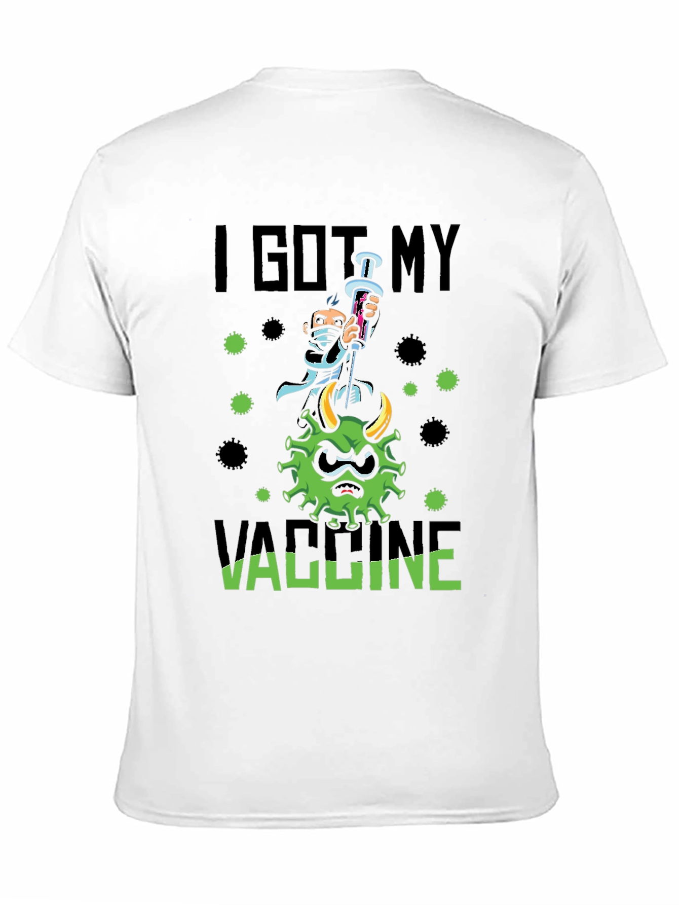 Black I Got My Vaccine T-Shirt - Funny Cartoon Virus Graphic view 11