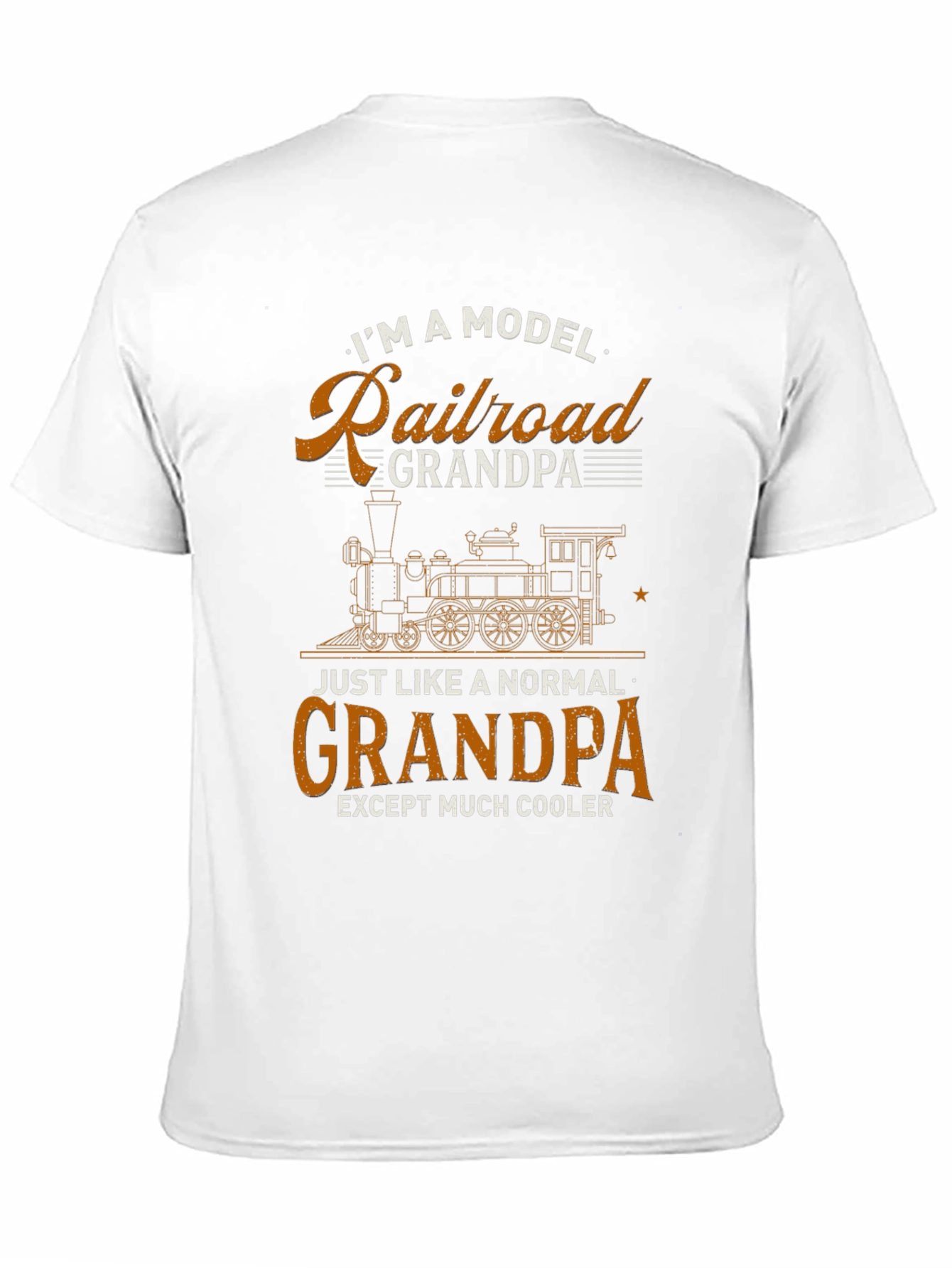 Black Model Railroad Grandpa Novelty T-Shirt view 11