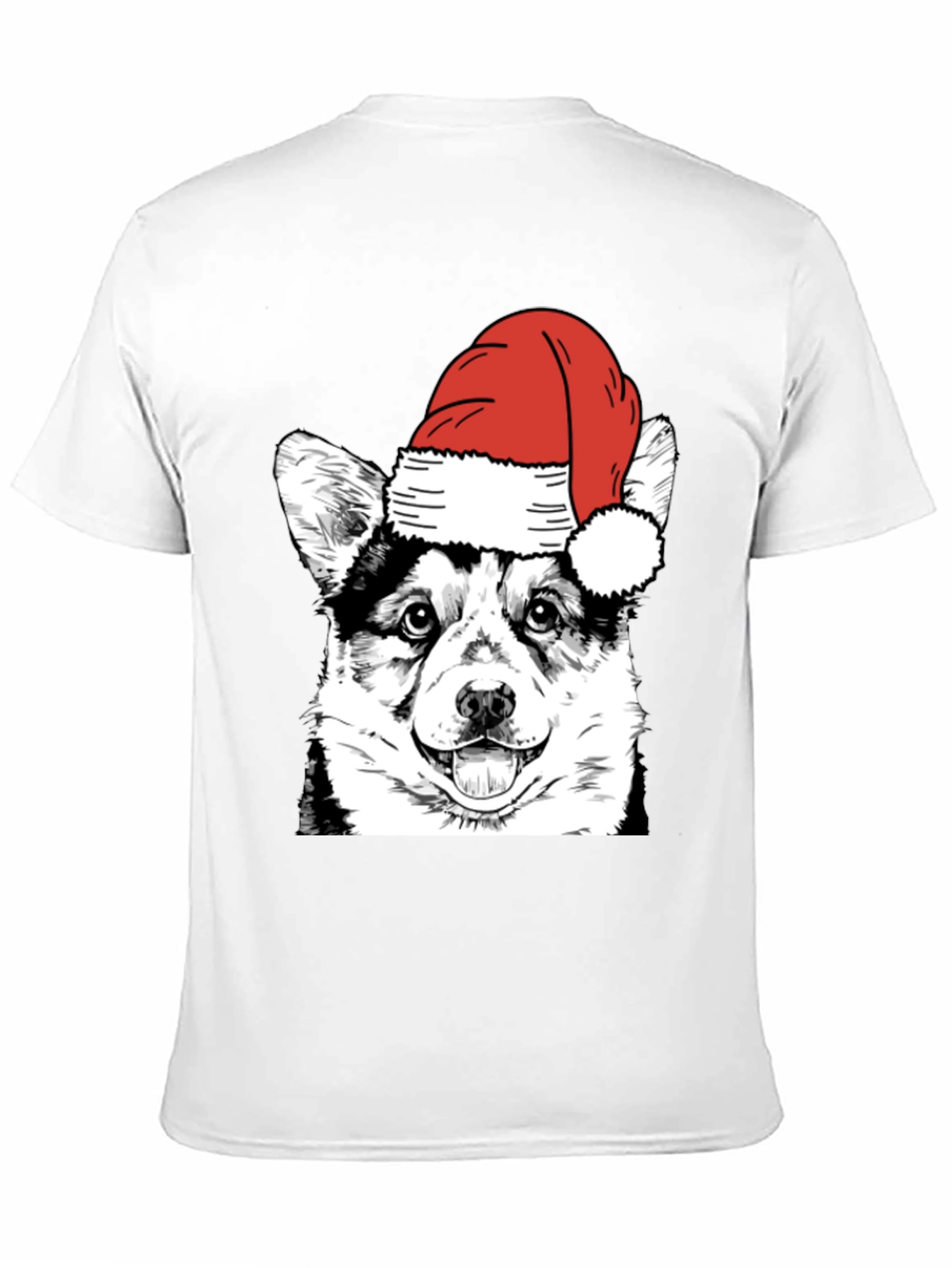 Black Festive Corgi Santa Hat Black T-Shirt view 11