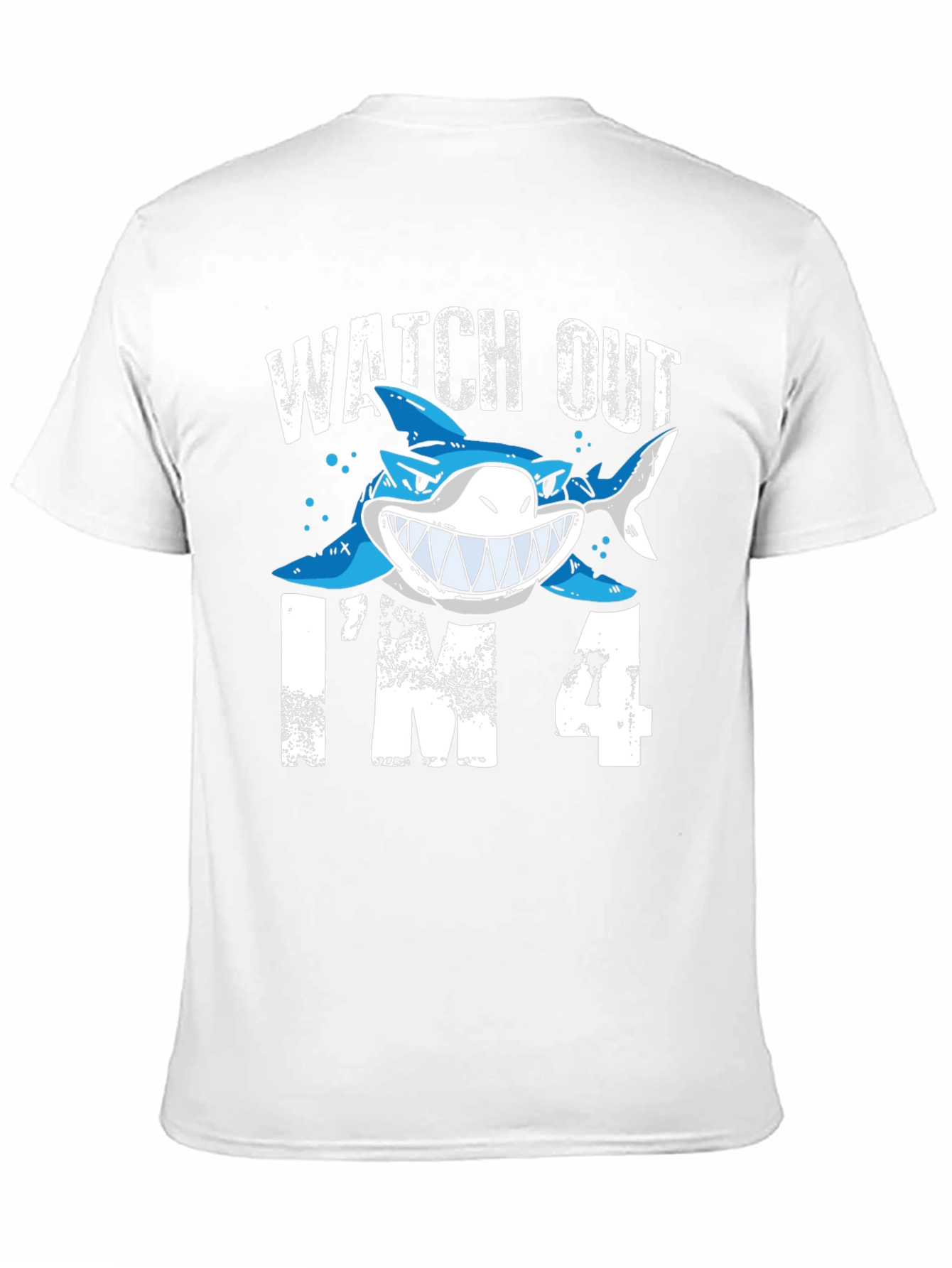 Black Watch Out I'm 4 Shark Birthday T-Shirt view 11