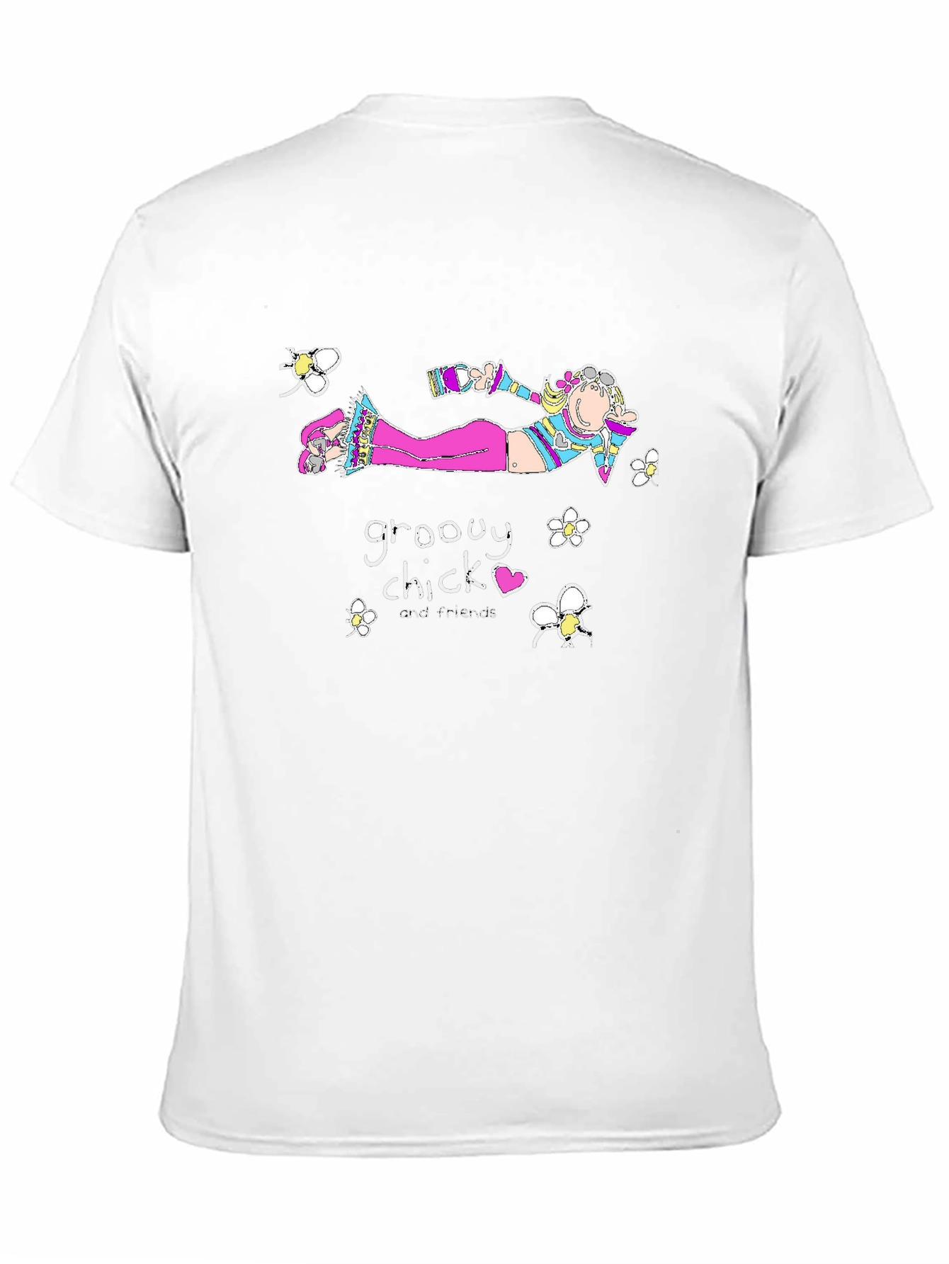 Black Groovy Chick Tee - Quirky Cartoon T-Shirt view 11