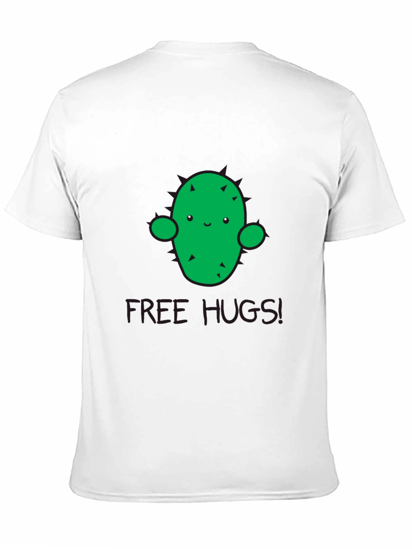 Black Cute Cactus 'Free Hugs' Graphic T-Shirt - Unisex view 11