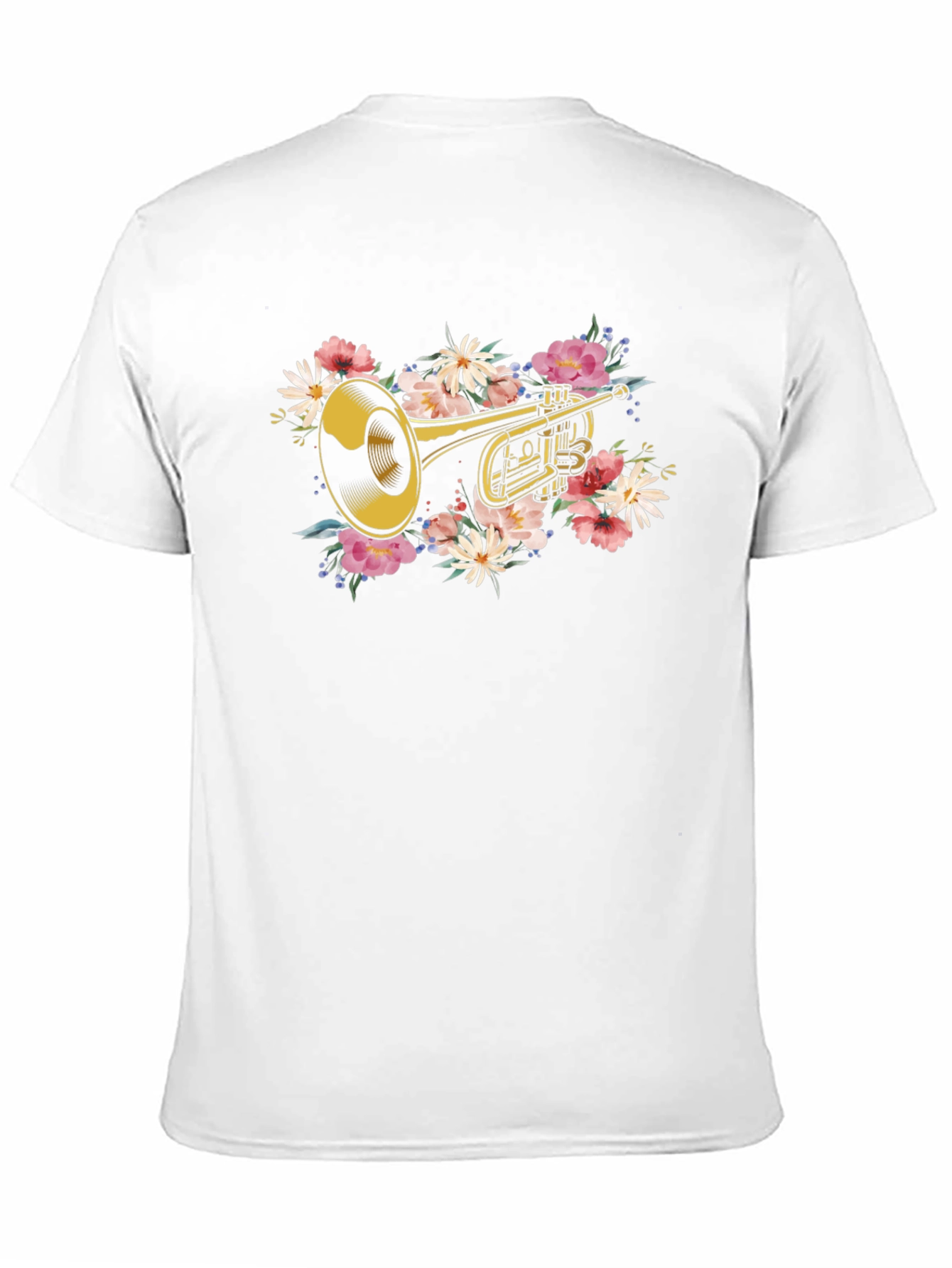 Black Floral Trumpet Graphic T-Shirt - Music Lover Tee view 11