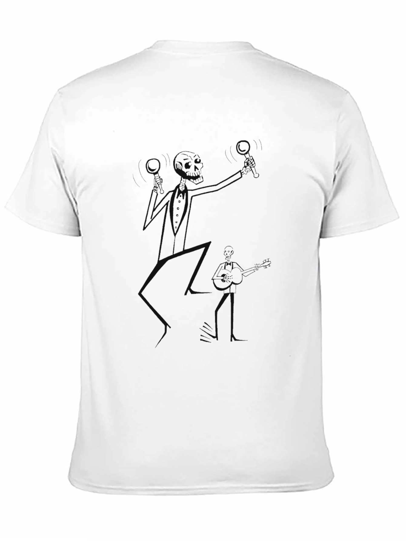 Black Men's Black Graphic Tee - Juggling Skeleton Design view 11