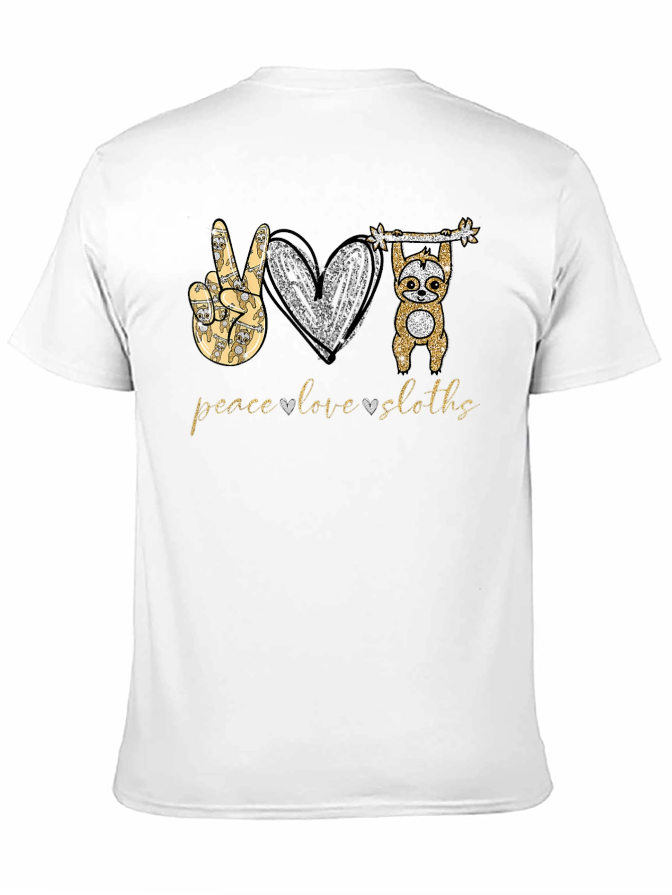 Black Peace Love Sloths T-Shirt view 11