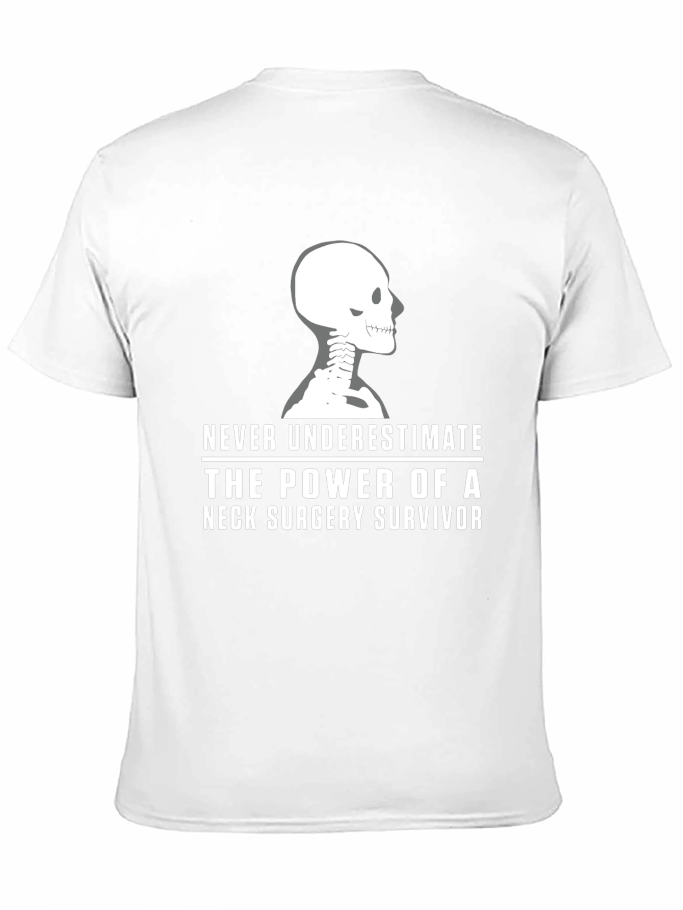 Black Neck Surgery Survivor T-Shirt - Skeleton Design view 11