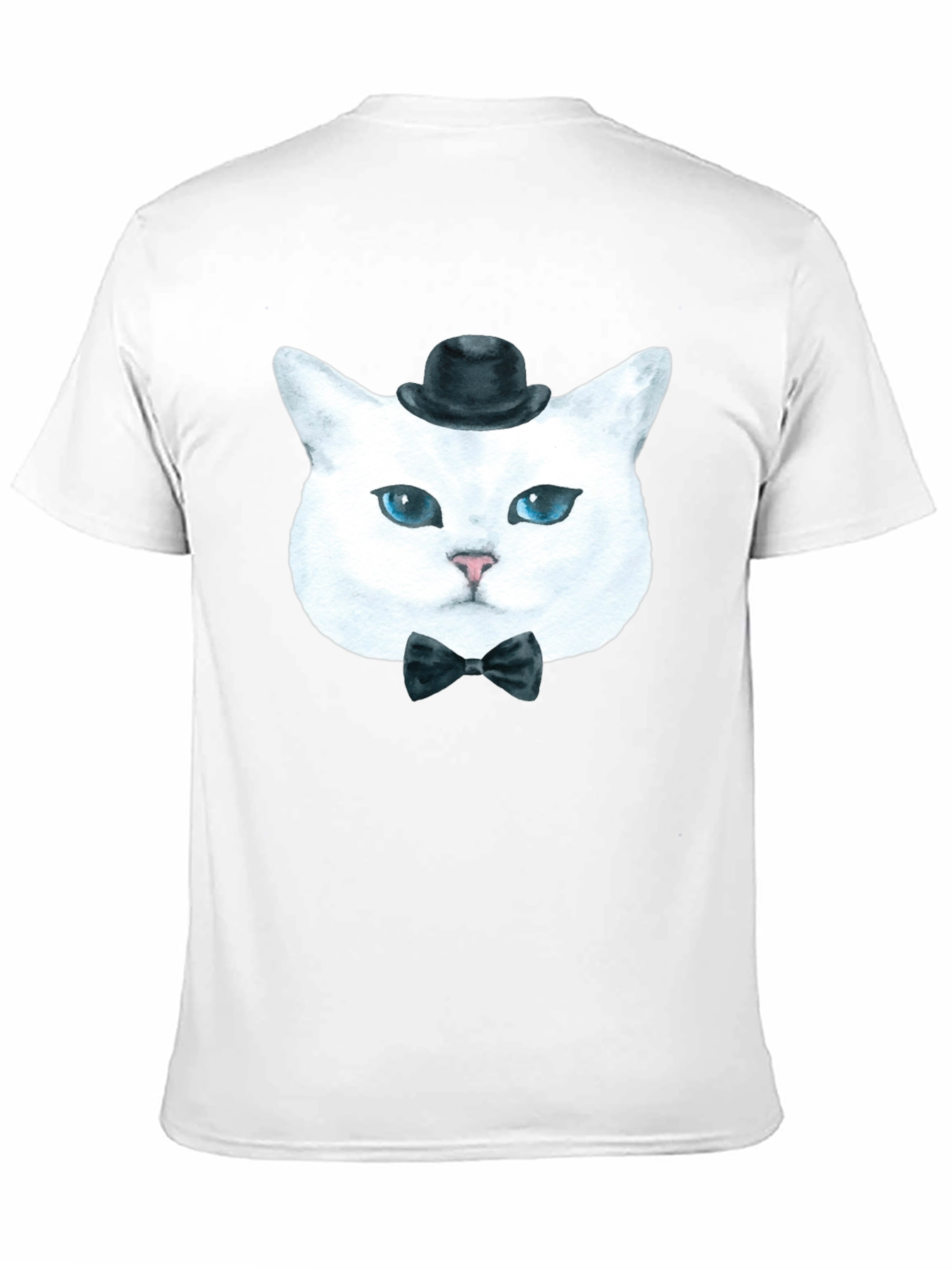 Black Dapper Cat T-Shirt: Classy Feline in Bow Tie & Hat view 11