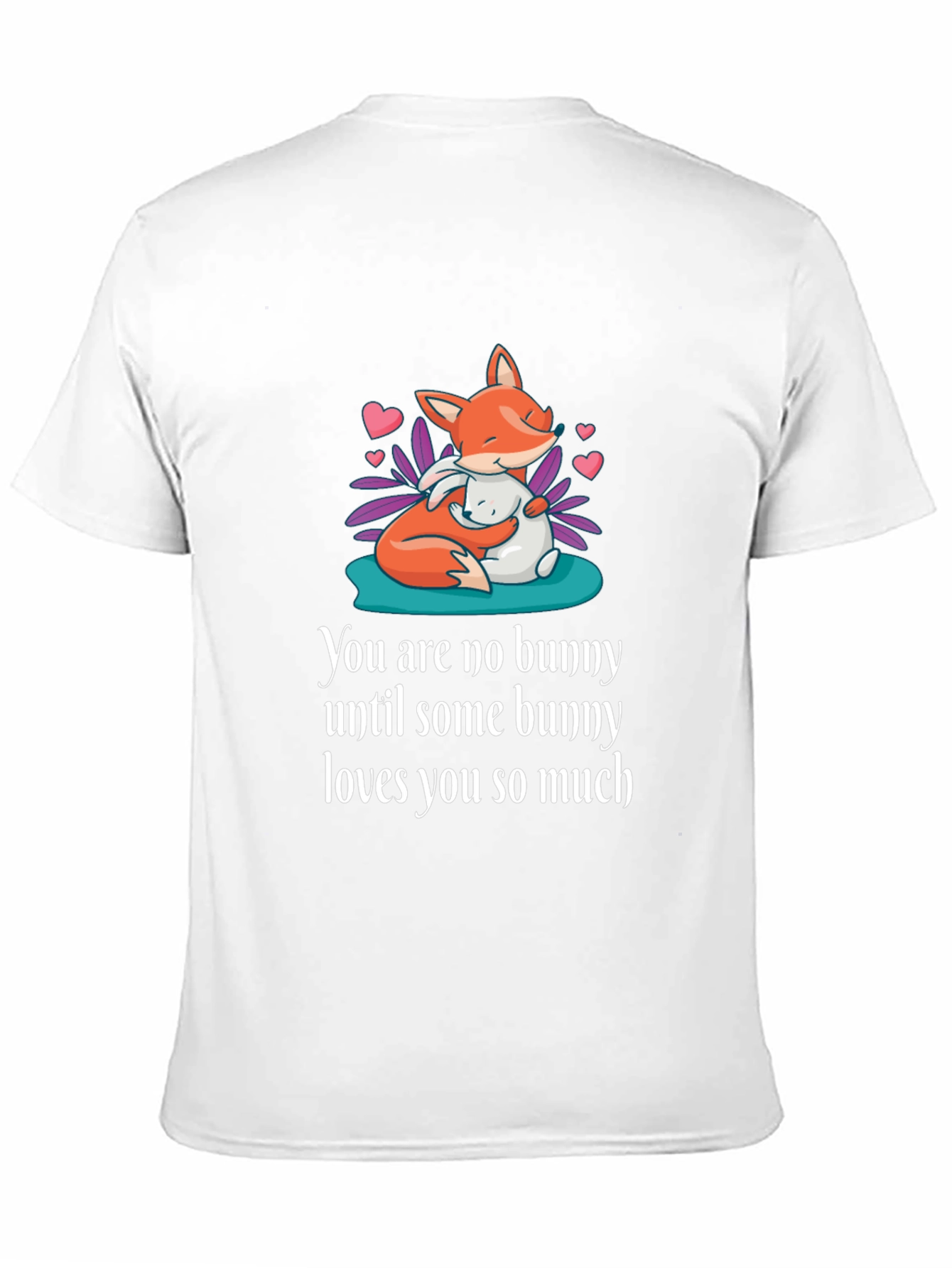 Black Cute Fox & Bunny Graphic T-Shirt - Unisex Soft Cotton Tee view 11