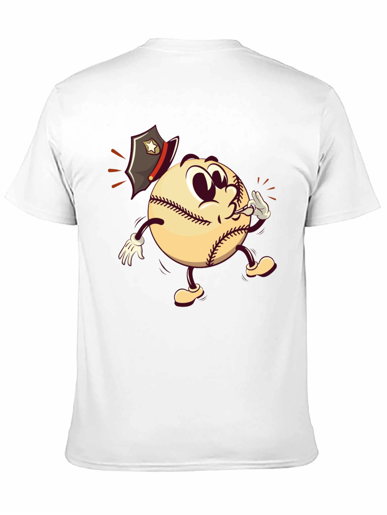 Black Cartoon Baseball Cop T-Shirt - Black view 11