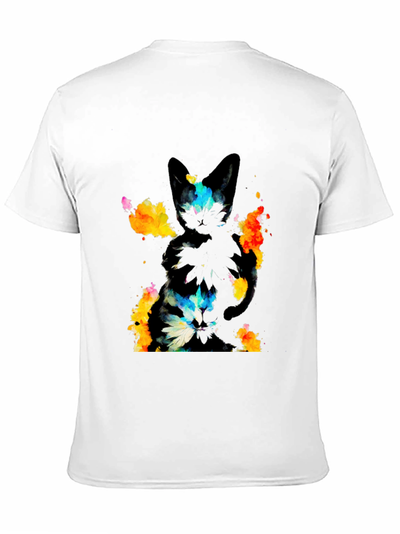 Black Abstract Cat Graphic Black T-Shirt view 11