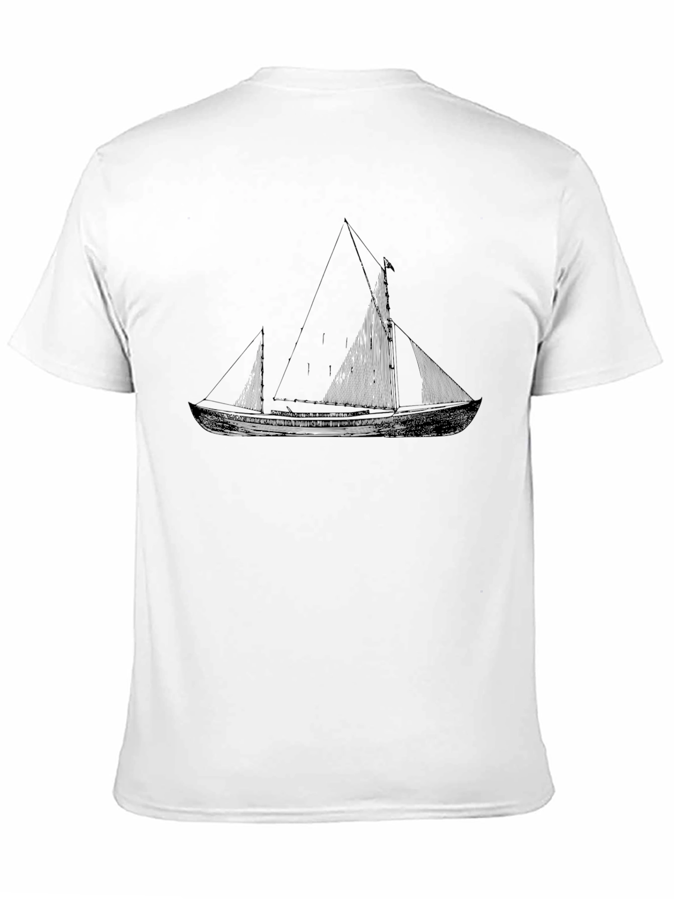 Black Nautical Sailboat Graphic Tee - Black Cotton T-Shirt view 11