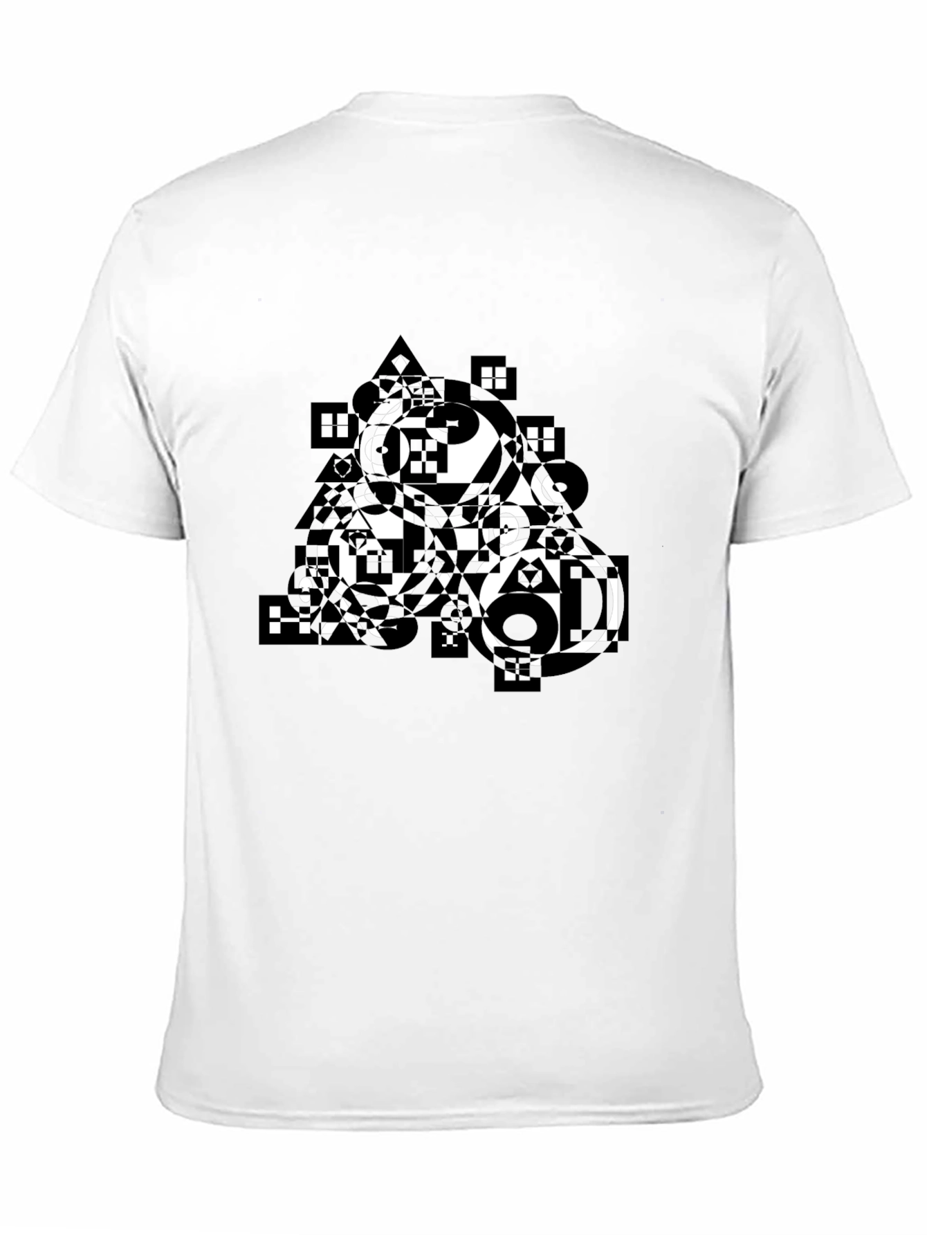 Black Abstract Geometric Print Black T-Shirt view 11