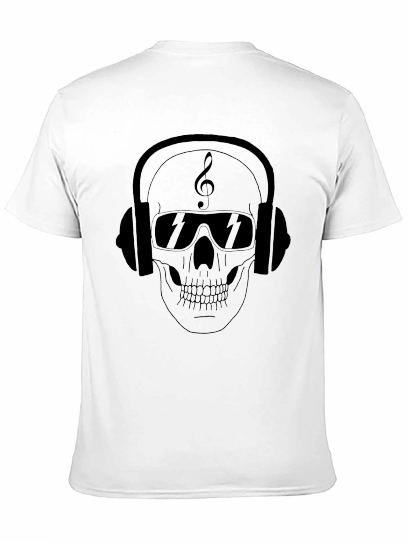 Black Skull with Headphones Graphic Tee view 11