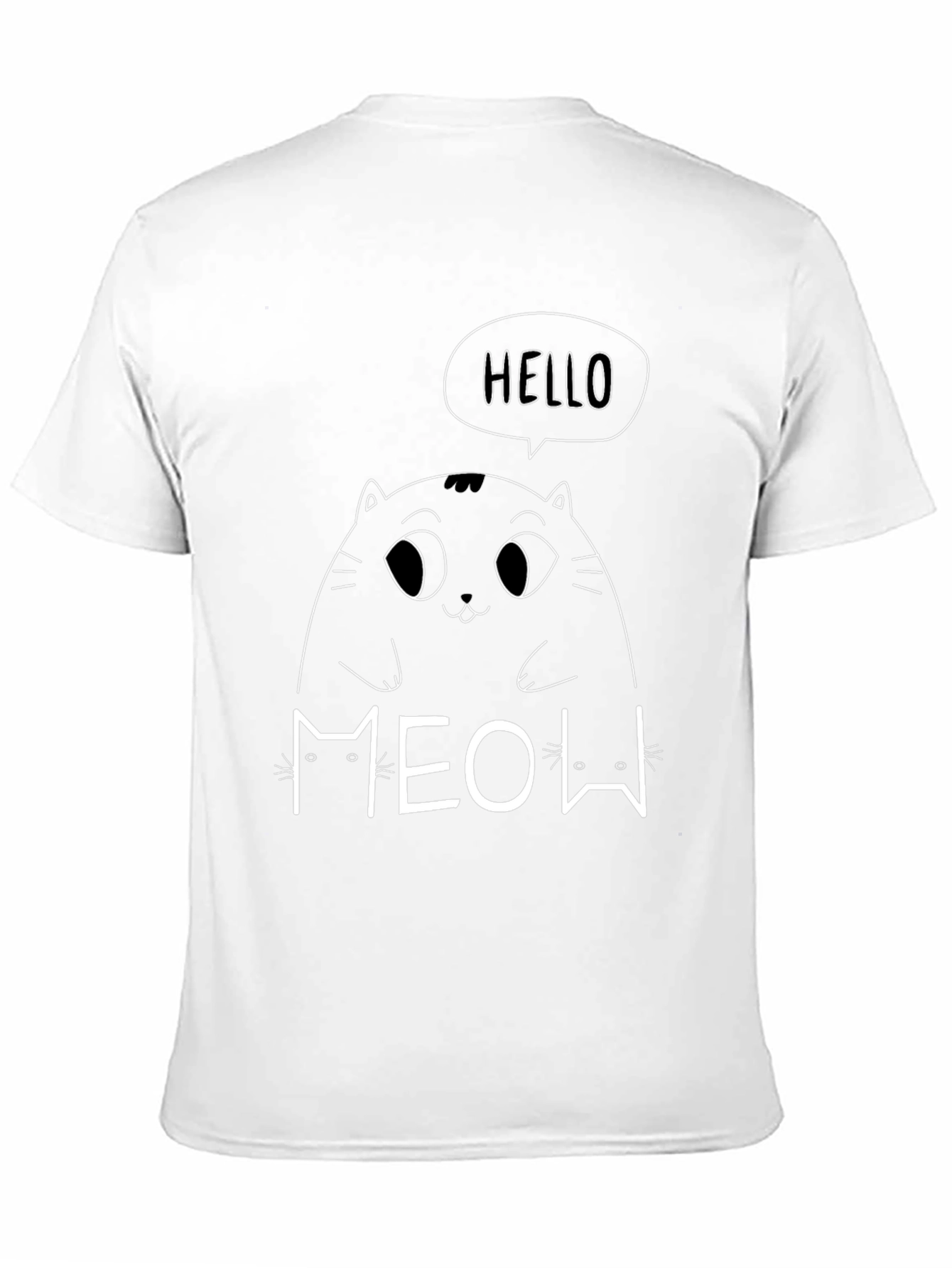Black Cute Cat Hello Meow Graphic T-Shirt view 11