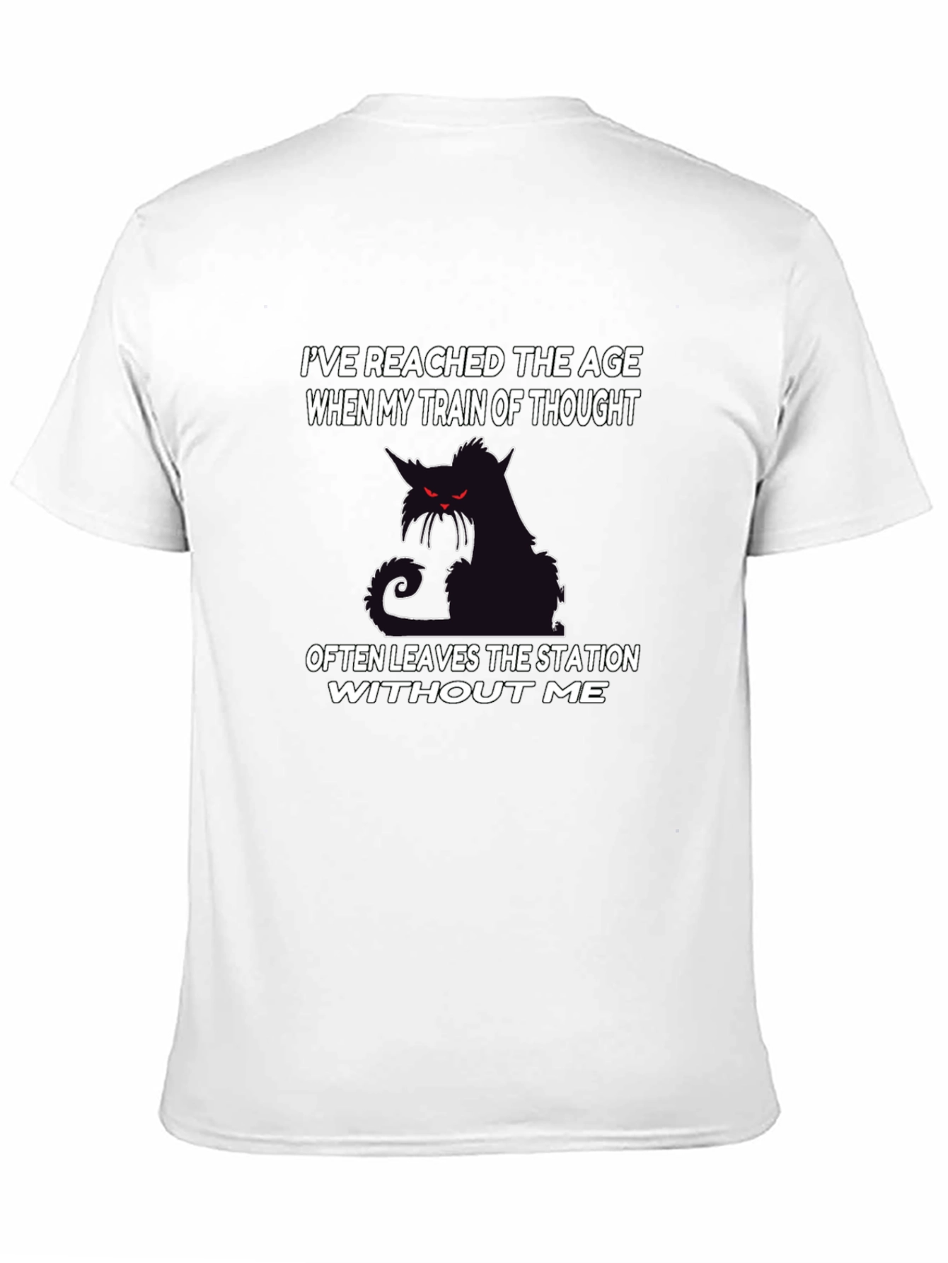 Black Funny Cat T-Shirt: Train of Thought view 11