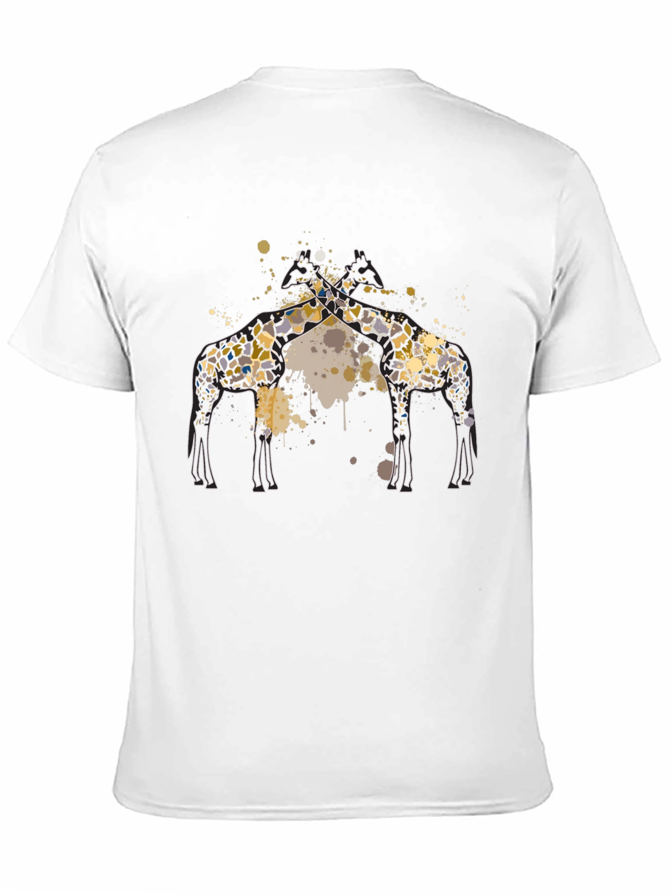 Black Giraffe Art Print Black Tee view 11