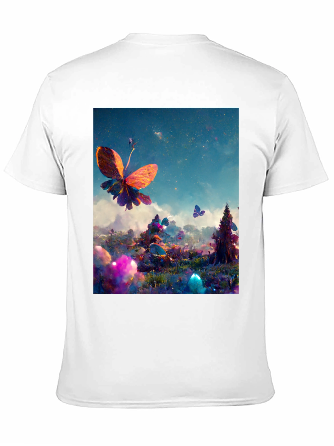 Black Butterfly Fantasy Graphic Tee - Black Cotton Blend view 11