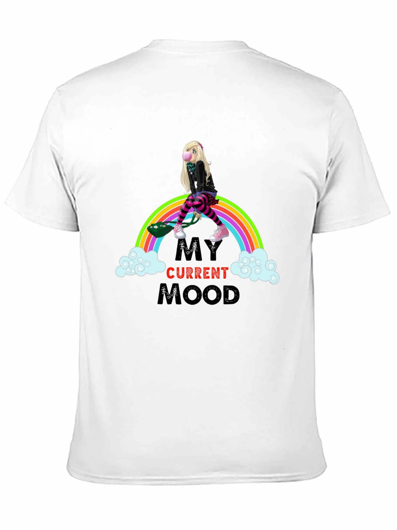 Black My Current Mood Rainbow Skateboard T-Shirt view 11