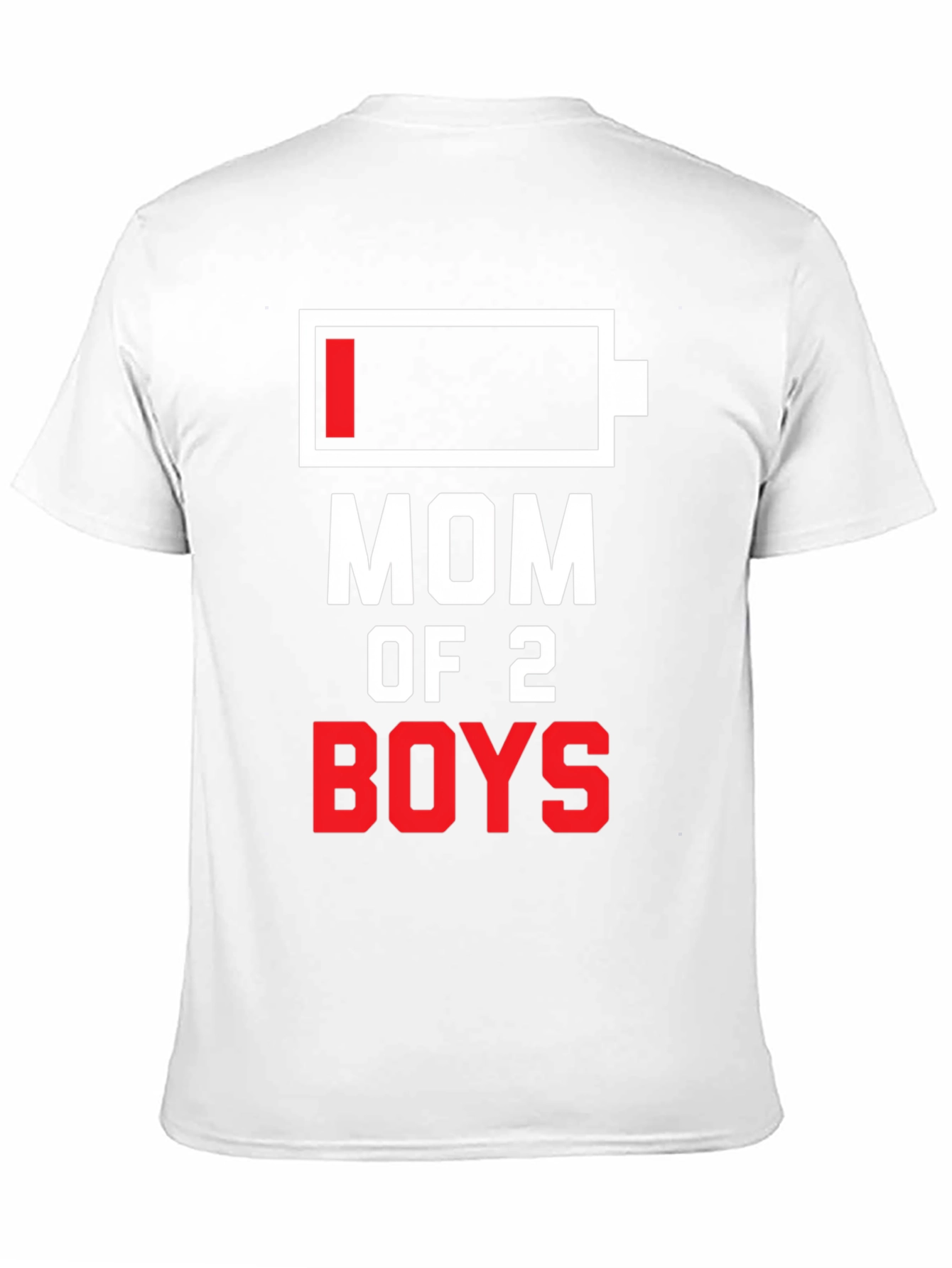 Mom of 2 Boys Low Battery Black T-Shirt - 11