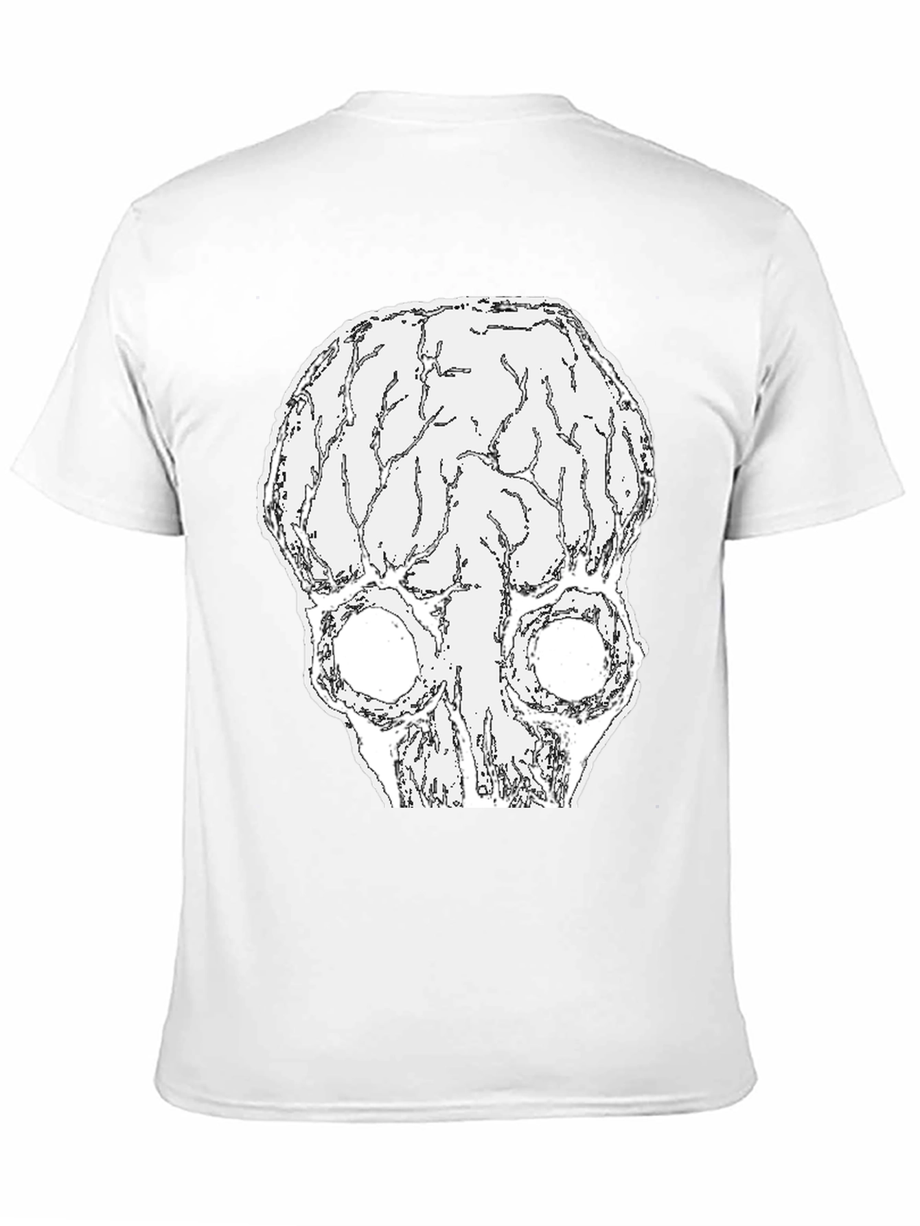 Black Brain Skull Graphic Tee - Black Cotton T-Shirt view 11
