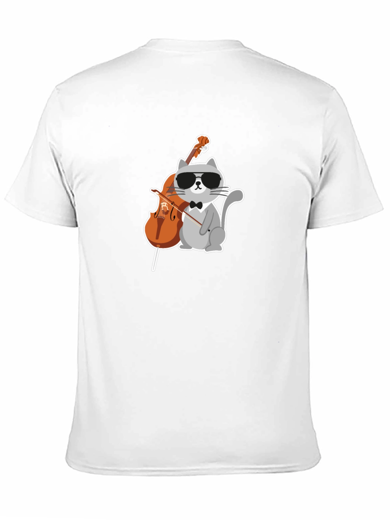 Black Cool Cat Cello Player Graphic Tee view 11
