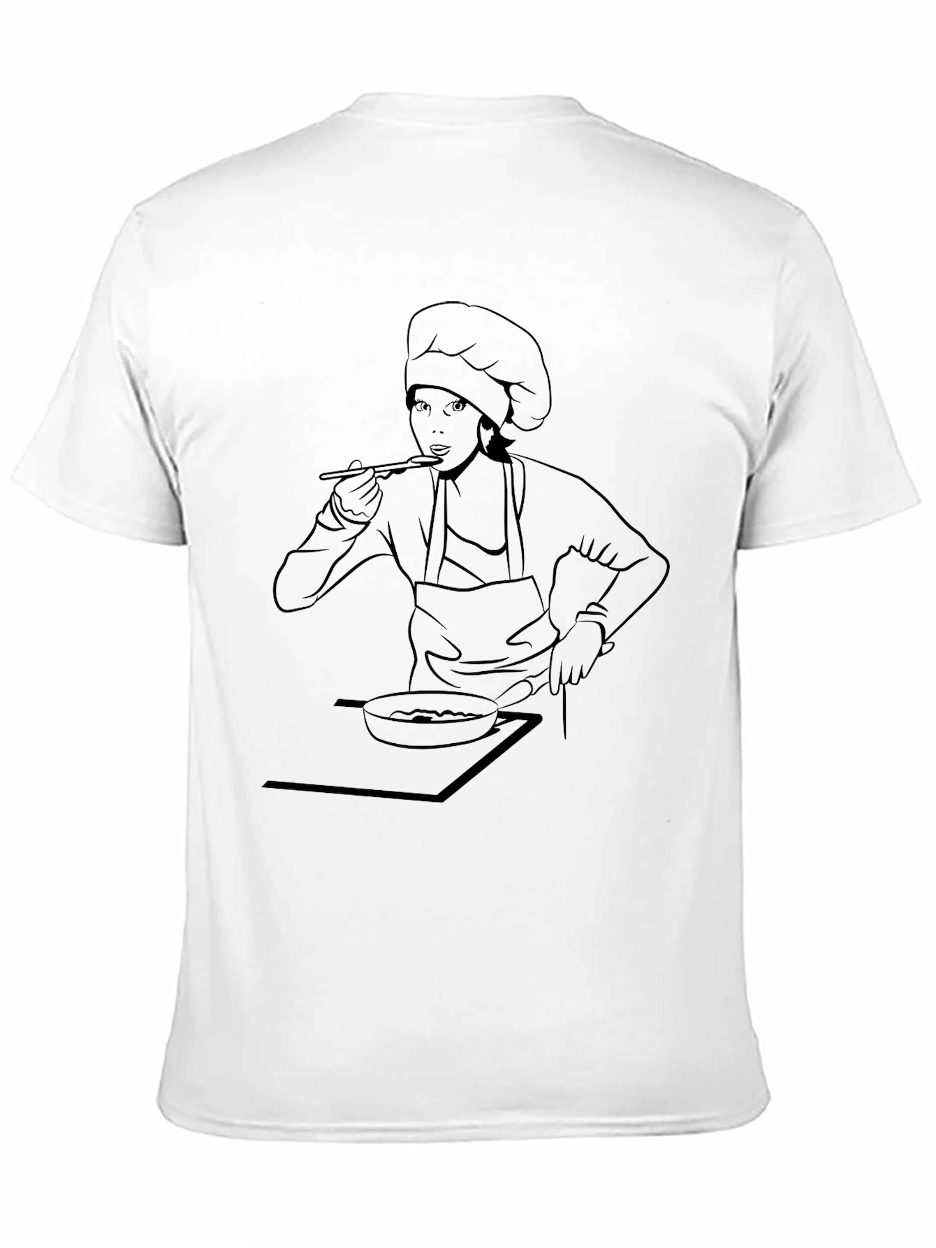 Black Chef Woman Line Art Graphic Tee - Black view 11