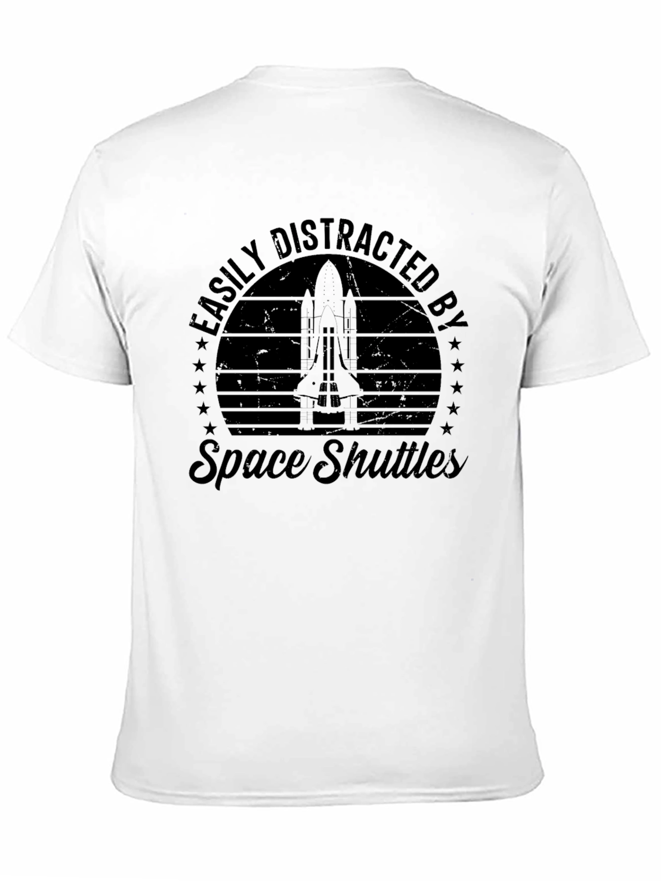 Black Easily Distracted by Space Shuttles T-Shirt view 11
