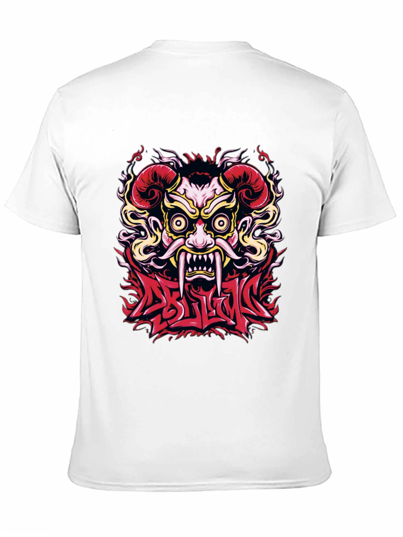 Black  Oni Mask Graphic T-Shirt - Bold Design view 11