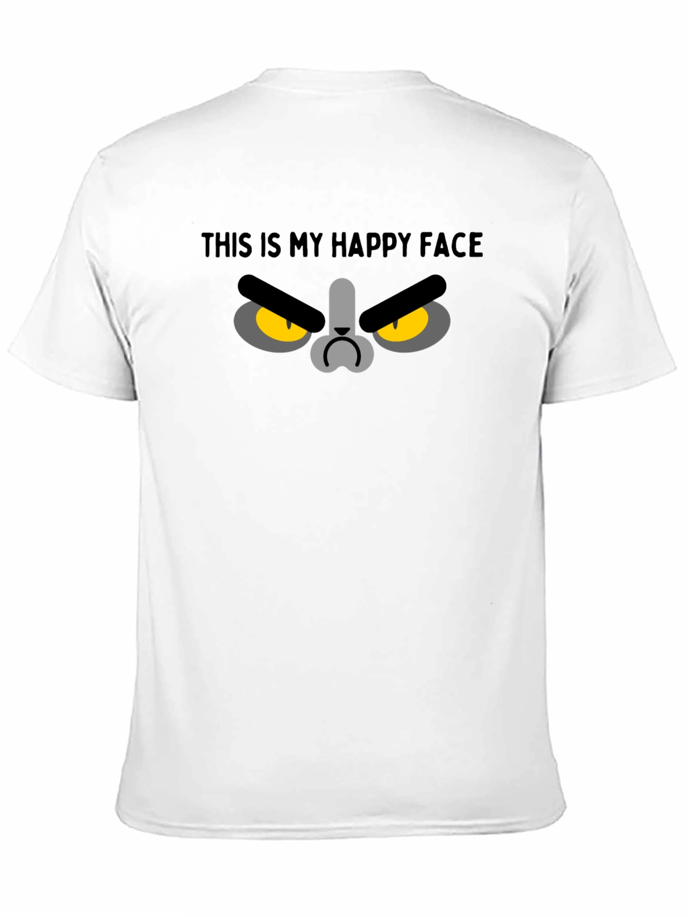Black Funny Grumpy Cat Face T-Shirt - This Is My Happy Face view 11