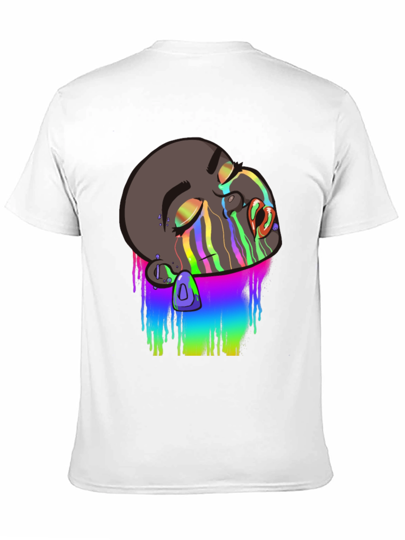 Black Melting Rainbow Drip Graphic T-Shirt view 11