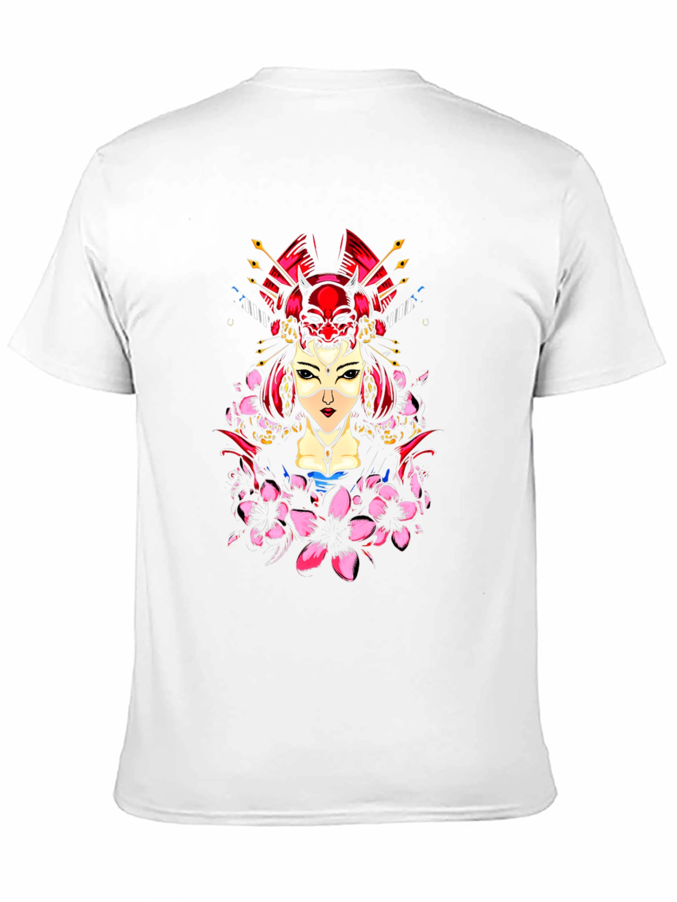 Black Geisha Oni Mask Graphic Tee - Black view 11