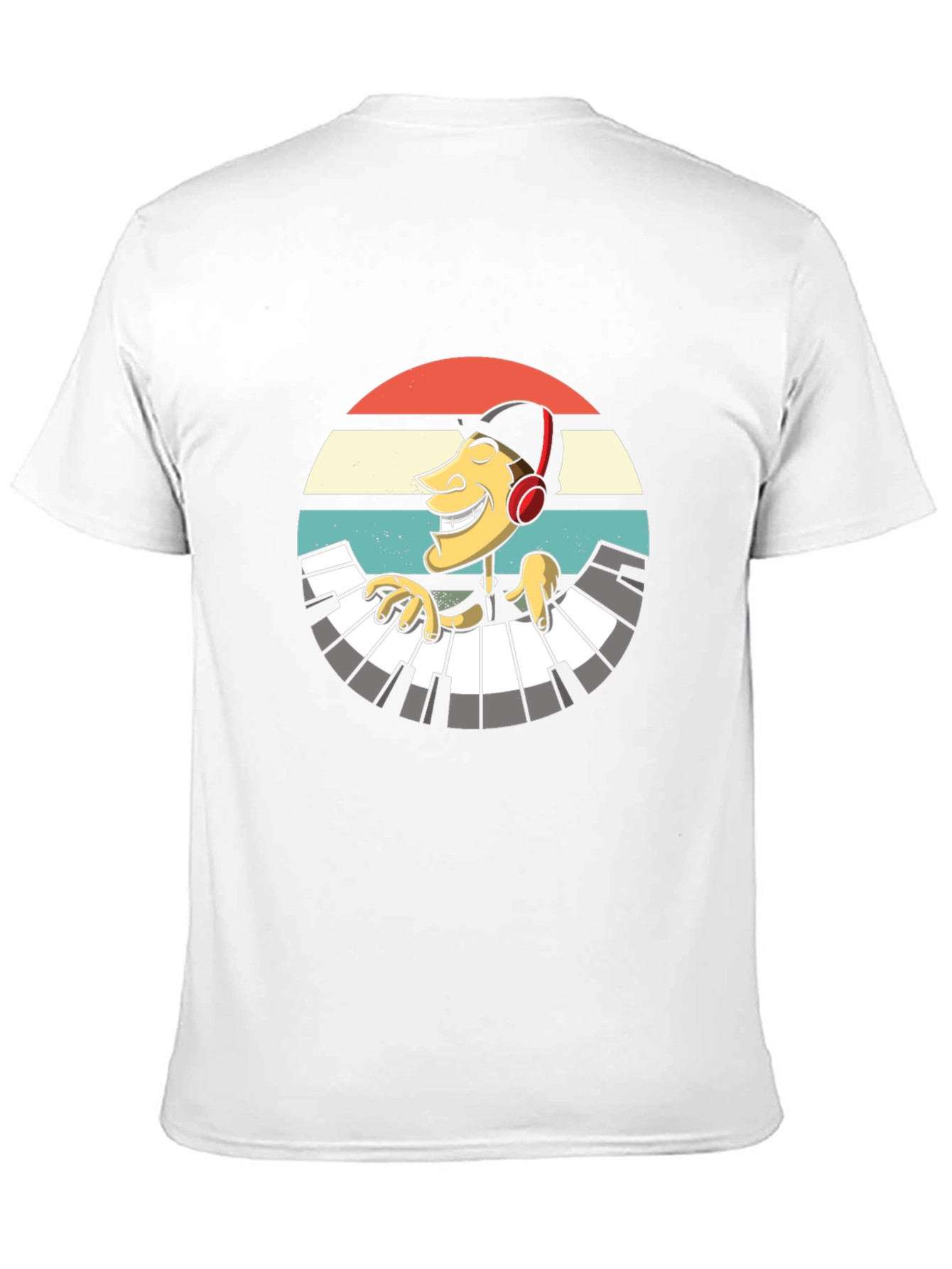 Black Retro Pianist Graphic Tee - Black Casual T-Shirt view 11