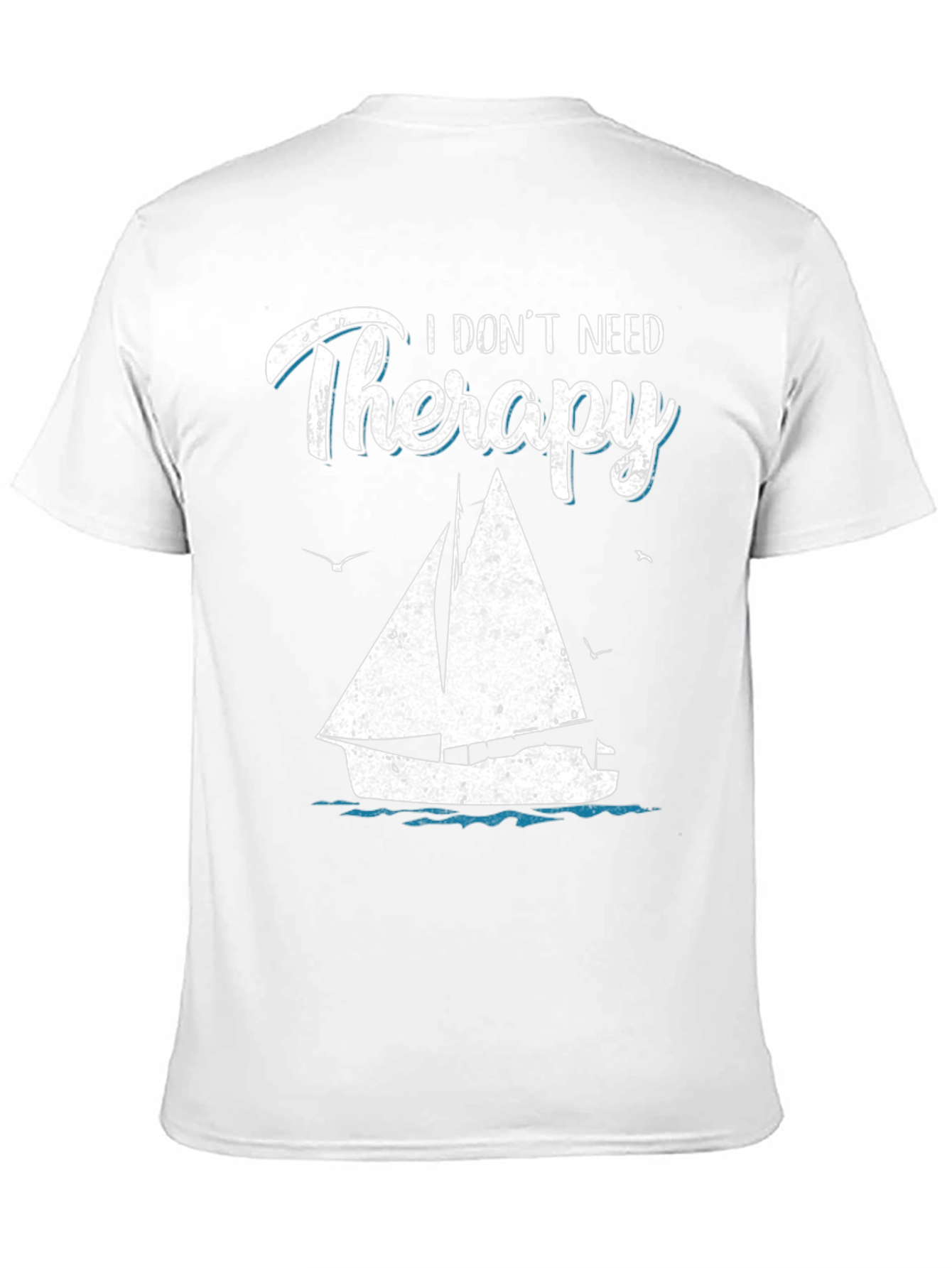 Black Sailboat Therapy Graphic T-Shirt: Black Cotton Tee view 11