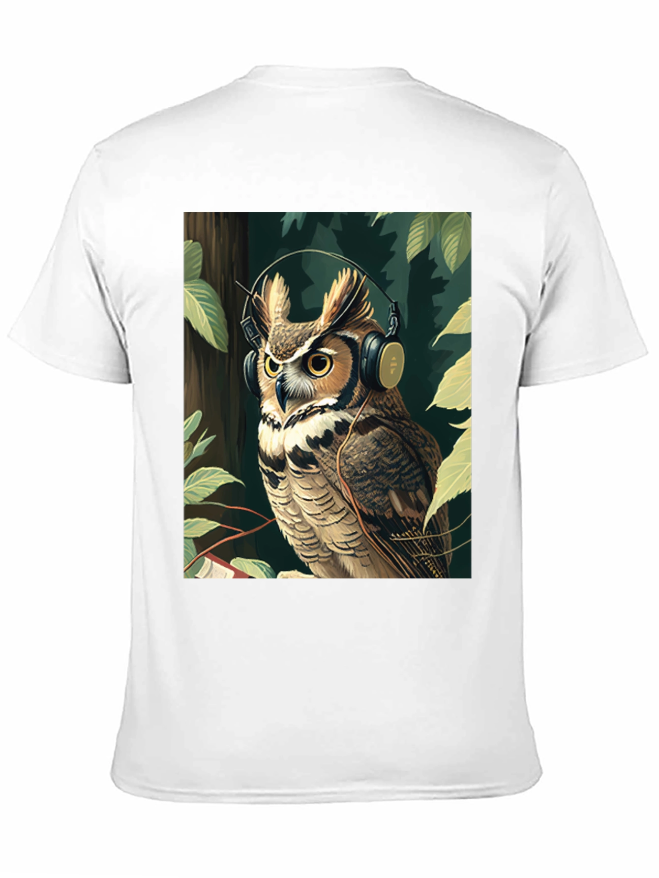 Black Owl with Headphones Graphic Tee - Stylish & Unique view 11