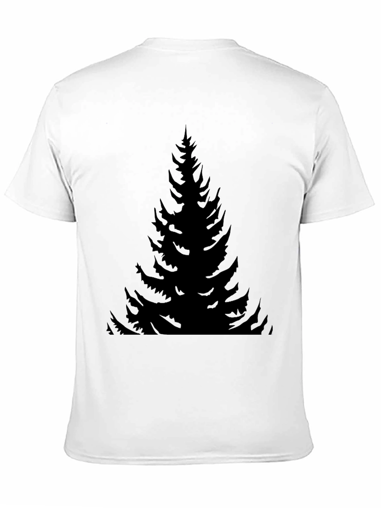 Black Men's Black Pine Tree Graphic T-Shirt view 11