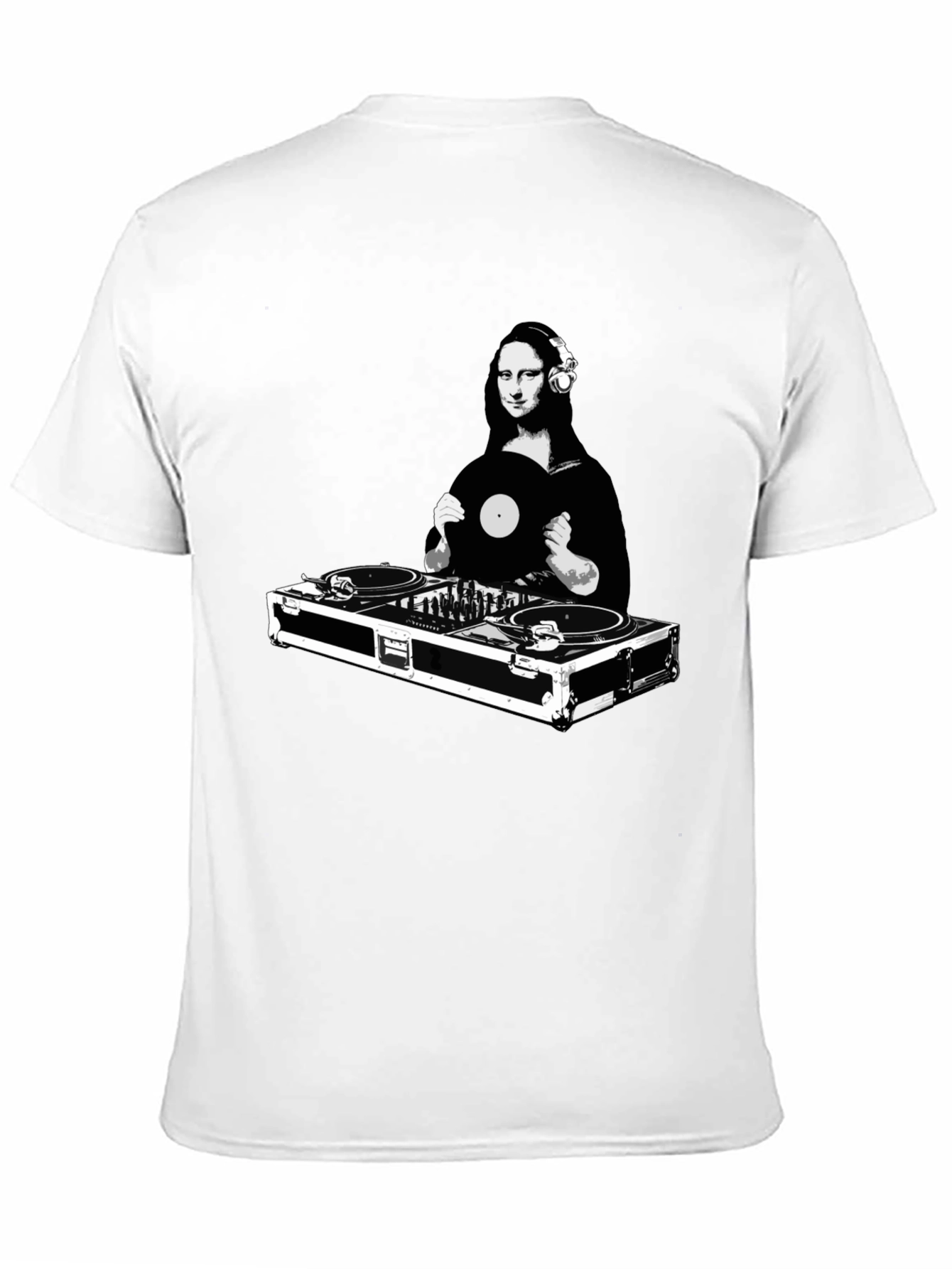 Black Mona Lisa DJ Black T-Shirt - Unique Graphic Tee view 11