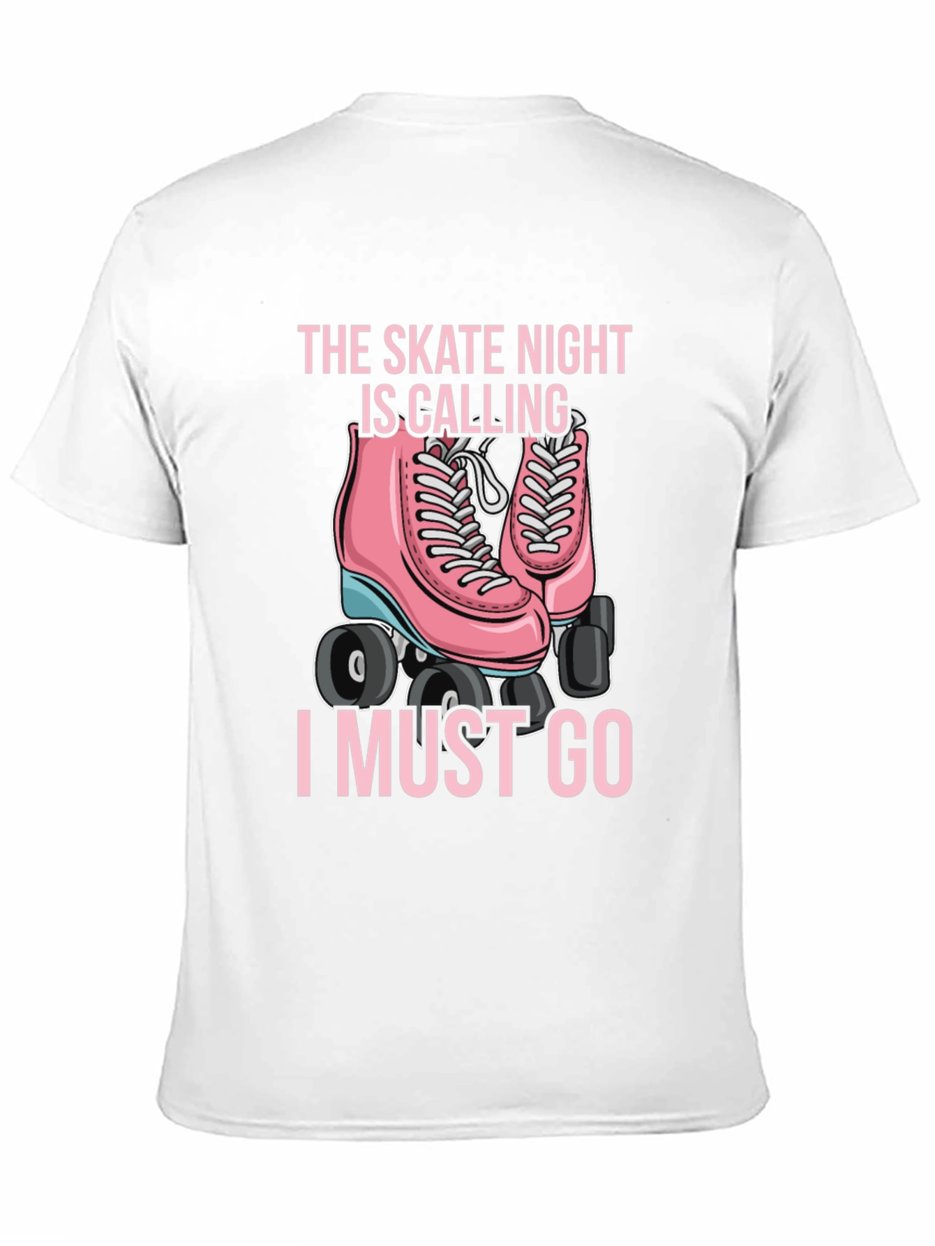 Black Skate Night Calling T-Shirt - Pink Roller Skate Graphic view 11