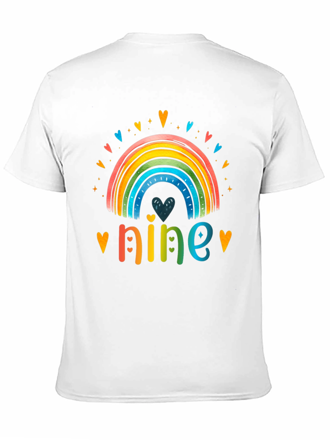 Black Rainbow Number Nine Birthday T-Shirt view 11