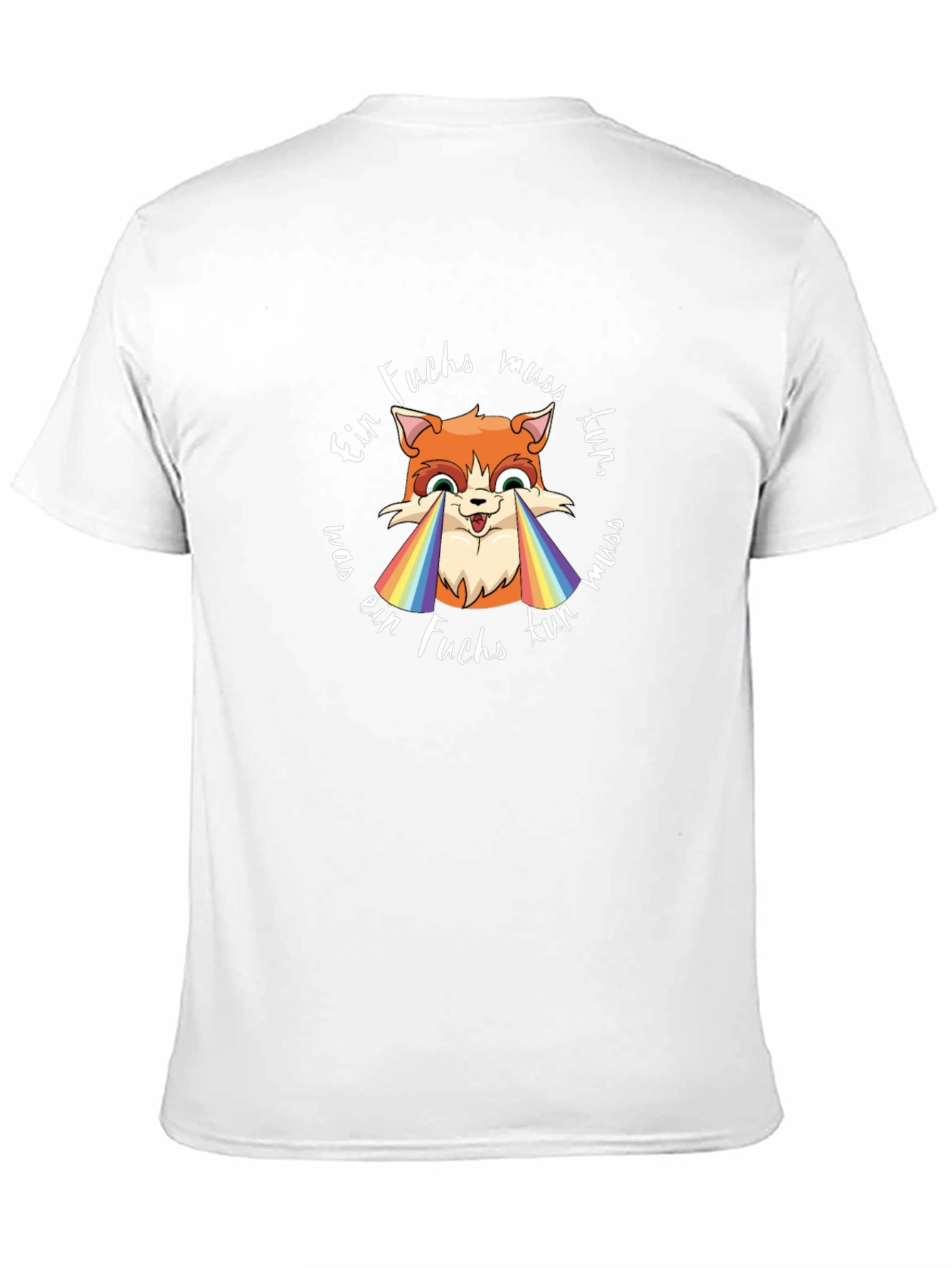Black Ein Fuchs Muss Tun Rainbow T-Shirt - Black Cotton Tee view 11