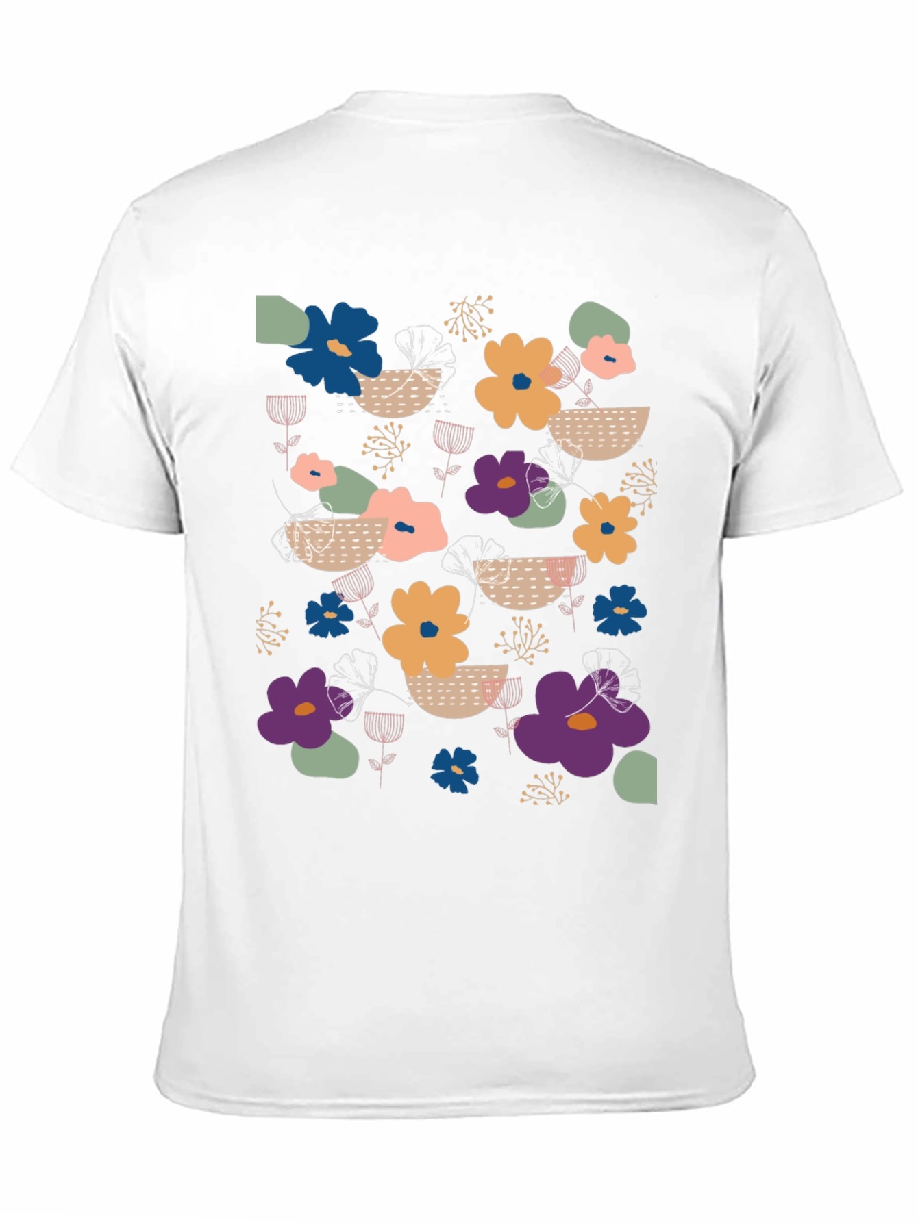 Black Floral Print Men's Black T-Shirt view 11