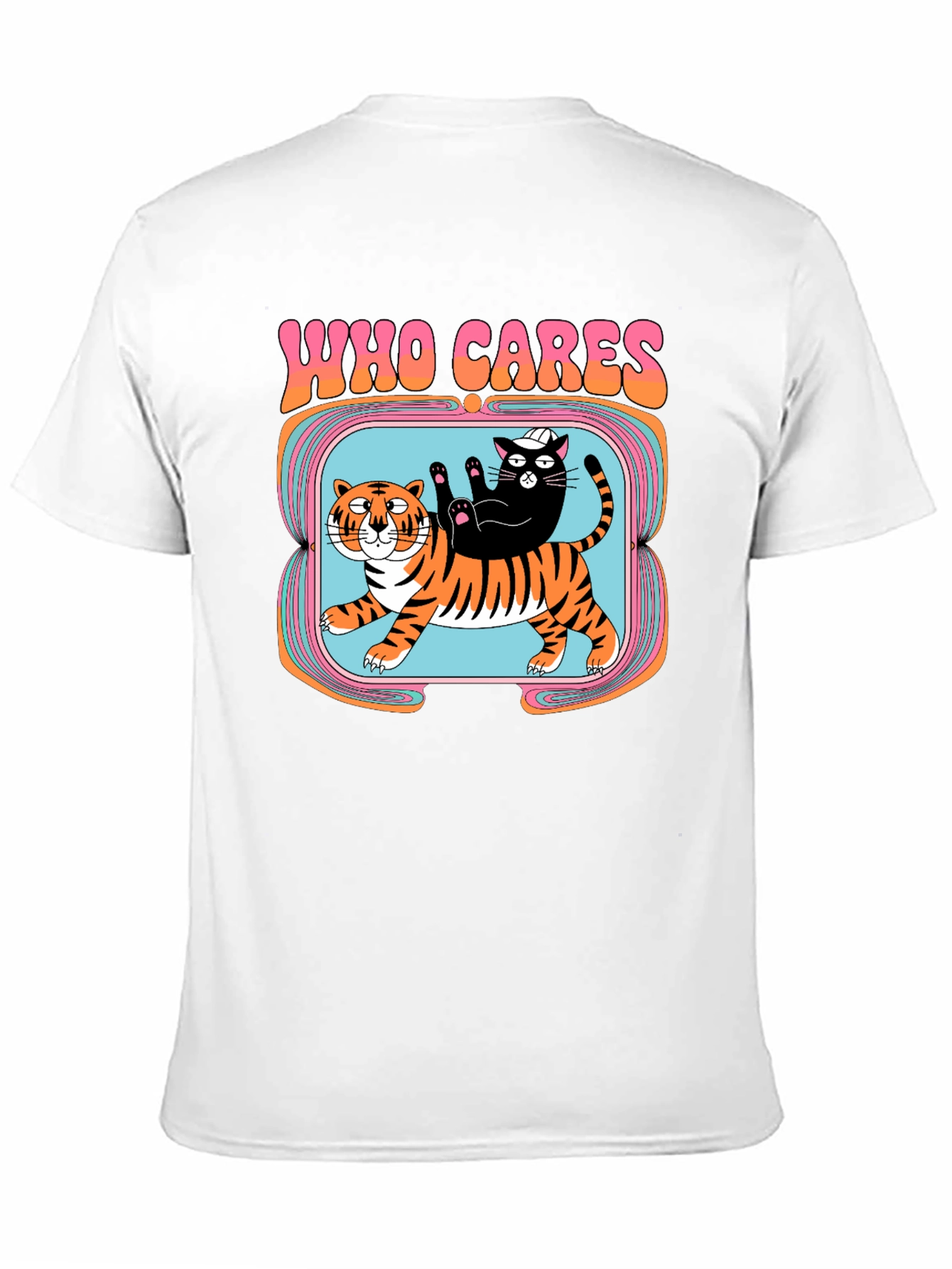 Black Who Cares Cat & Tiger Graphic Tee - Black view 11