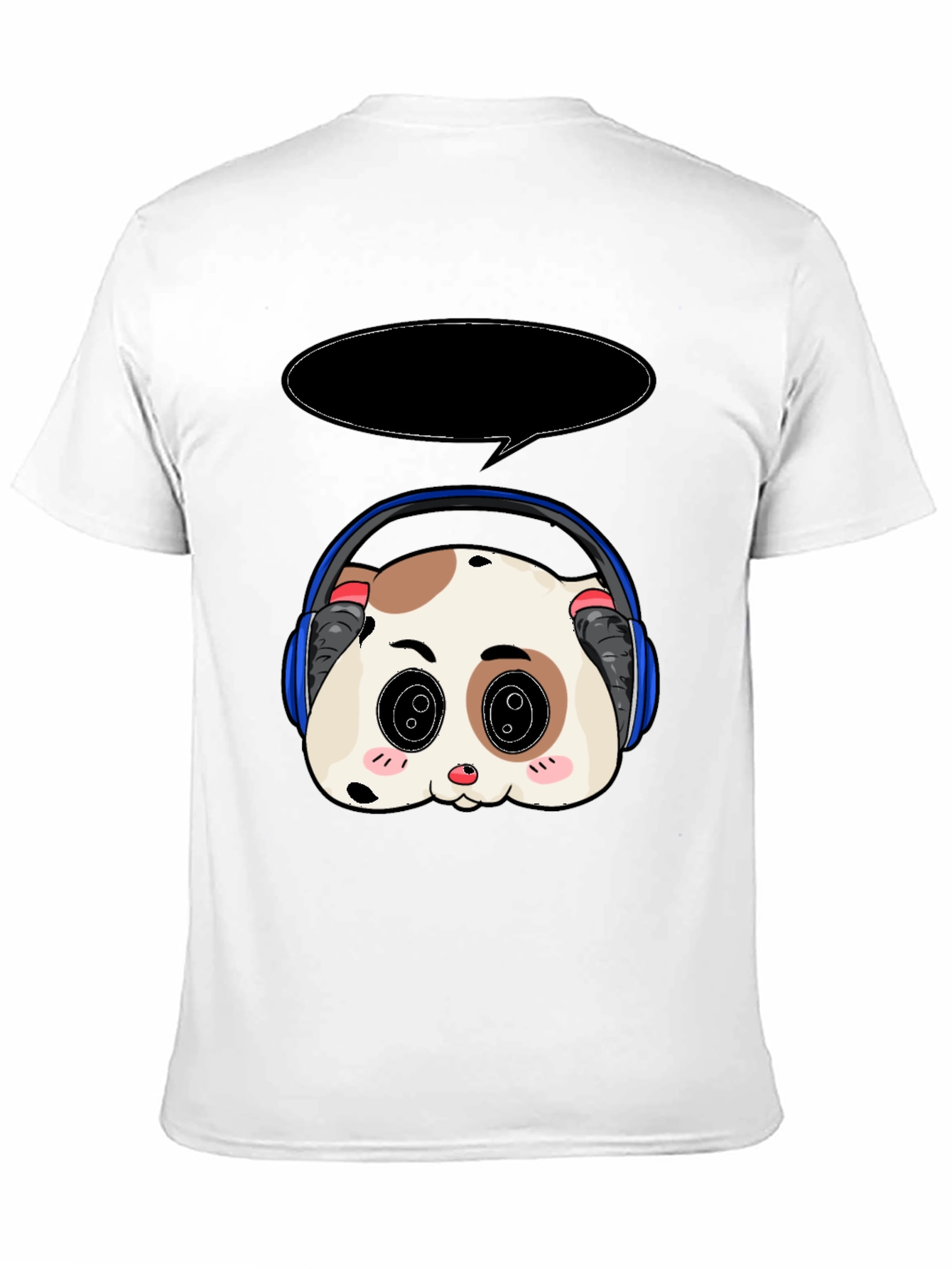Black Cute Panda Headphone T-Shirt view 11